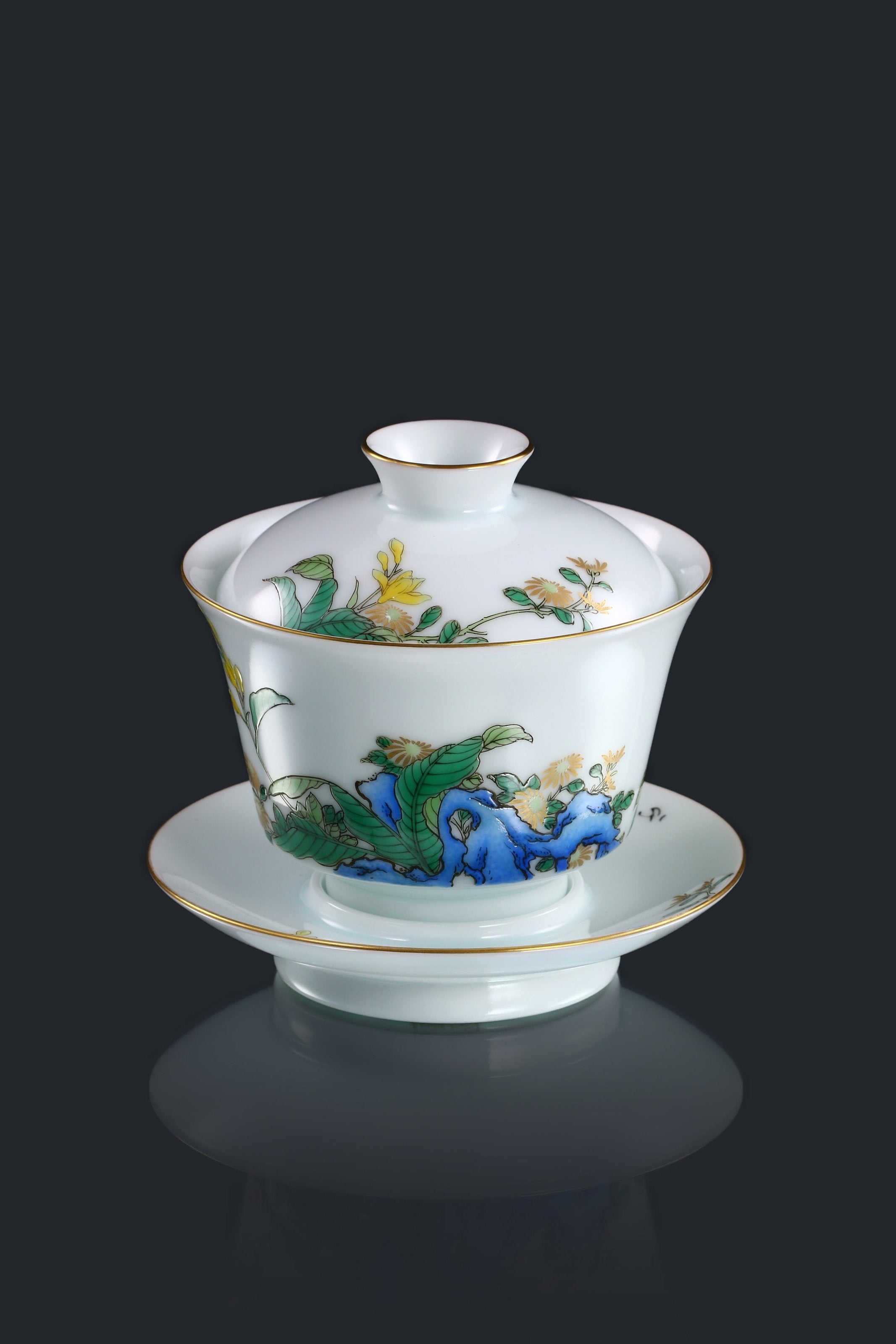 Jade hairpin flower gaiwan/tea cup