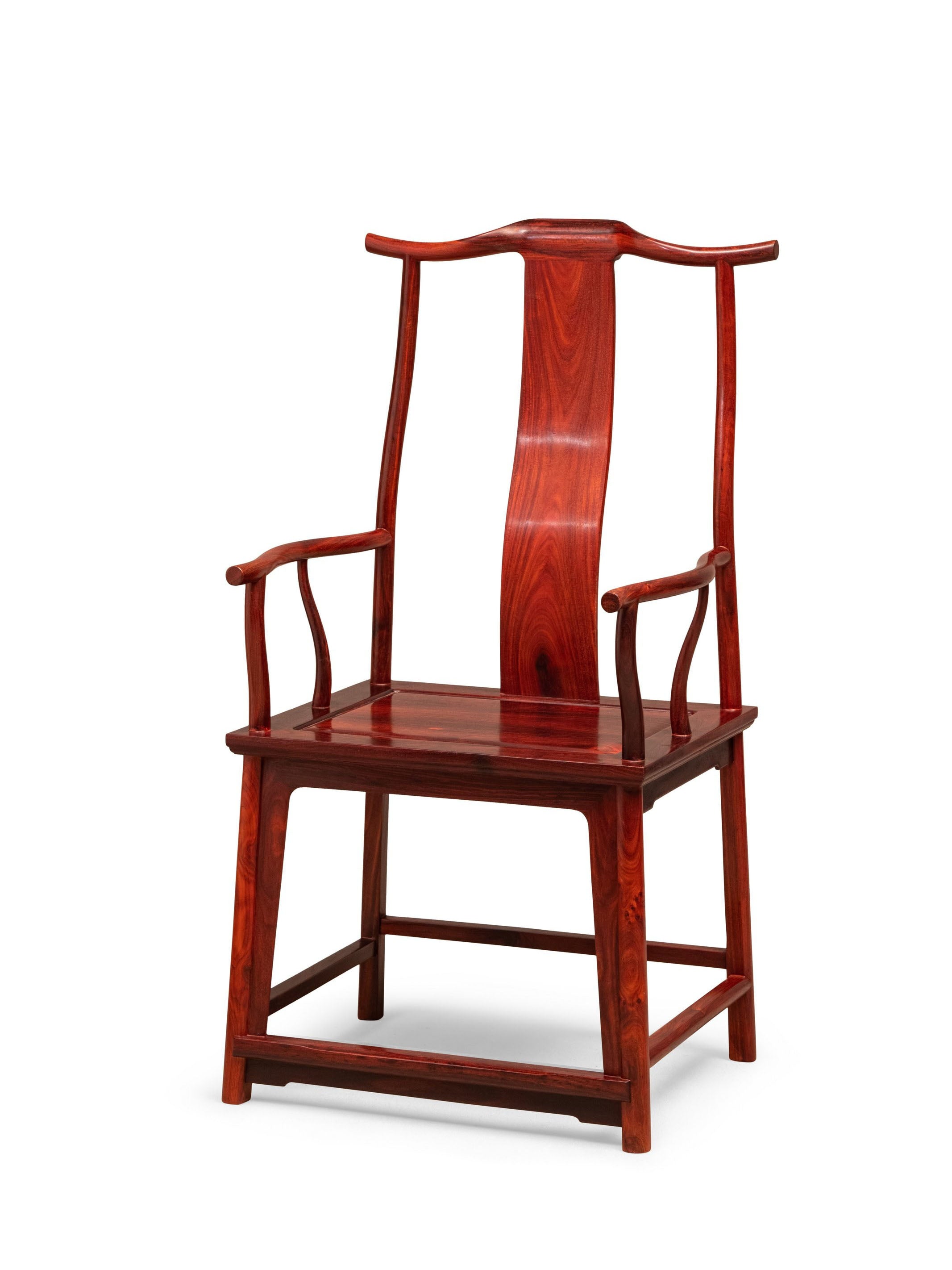 Zambian rosewood official's hat chair with four protruding flower buds