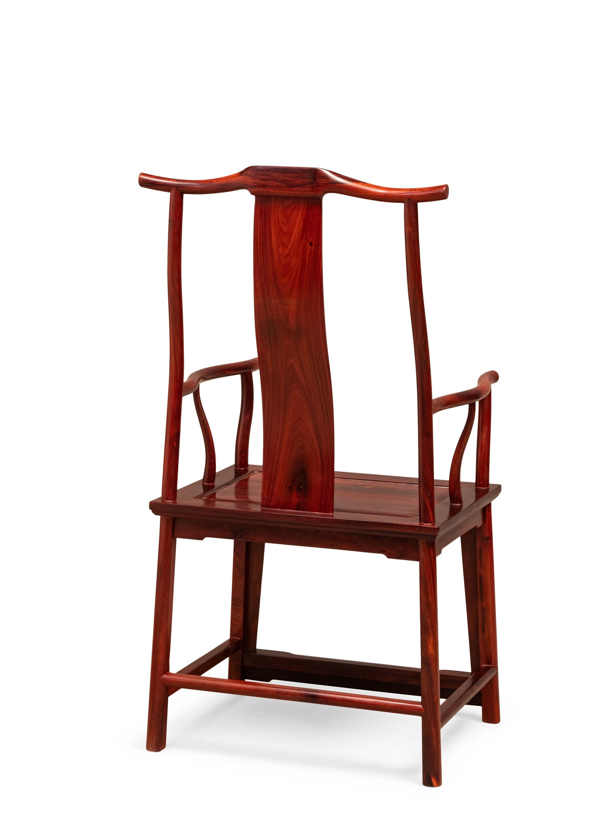 Zambian rosewood official's hat chair with four protruding flower buds