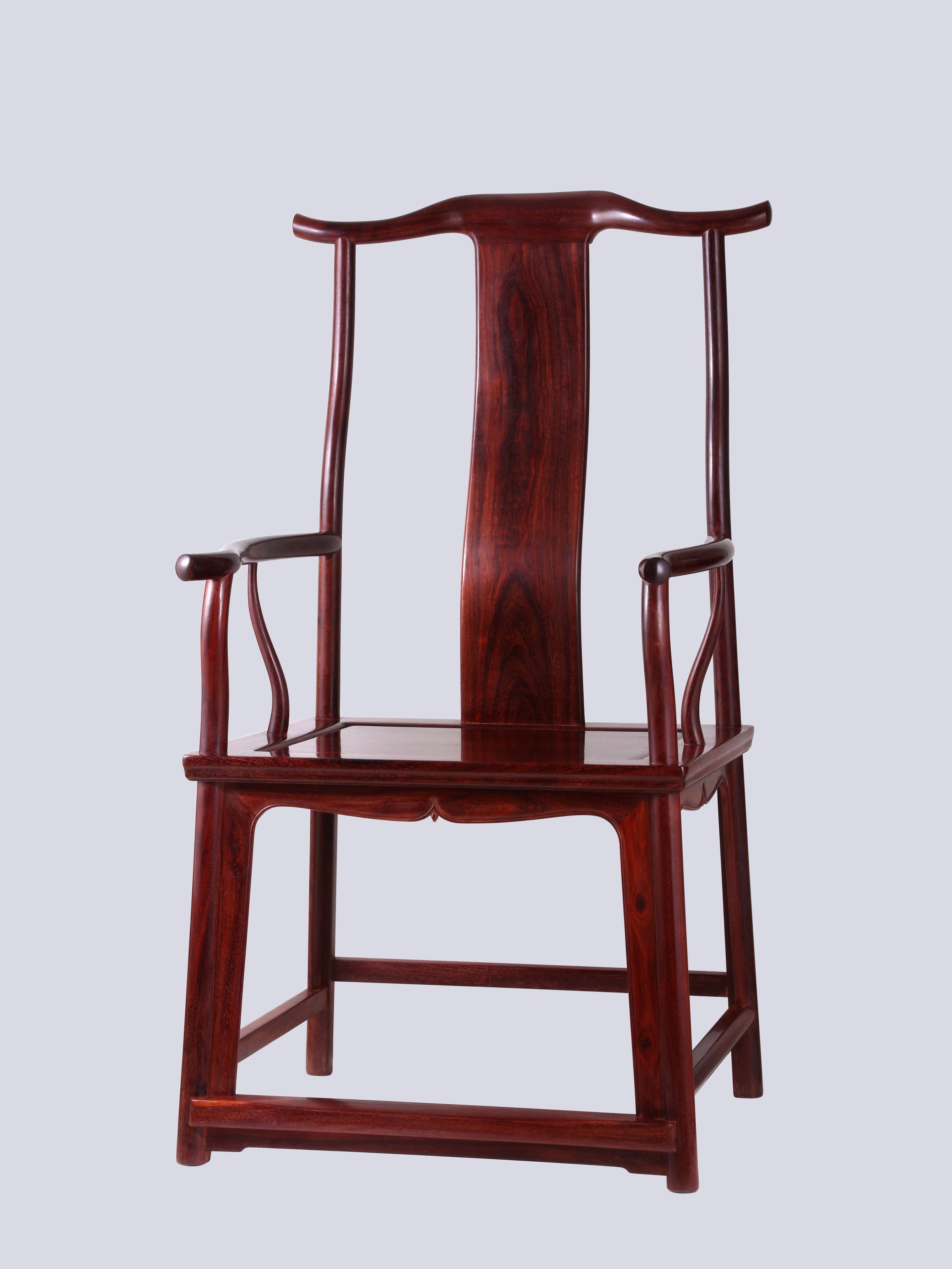 Zambian rosewood official's hat chair with four protruding flower buds