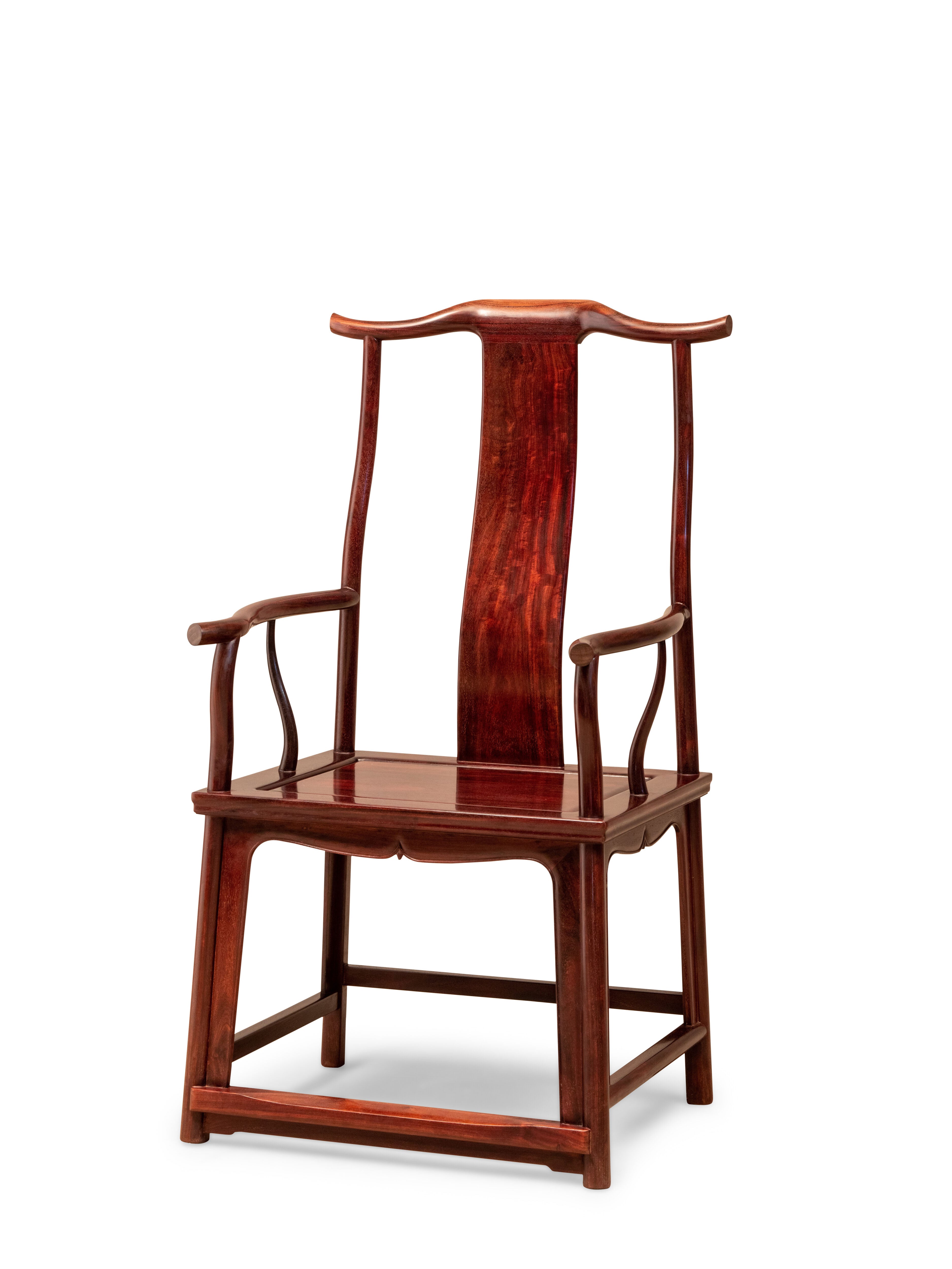 Zambian rosewood official's hat chair with four protruding flower buds