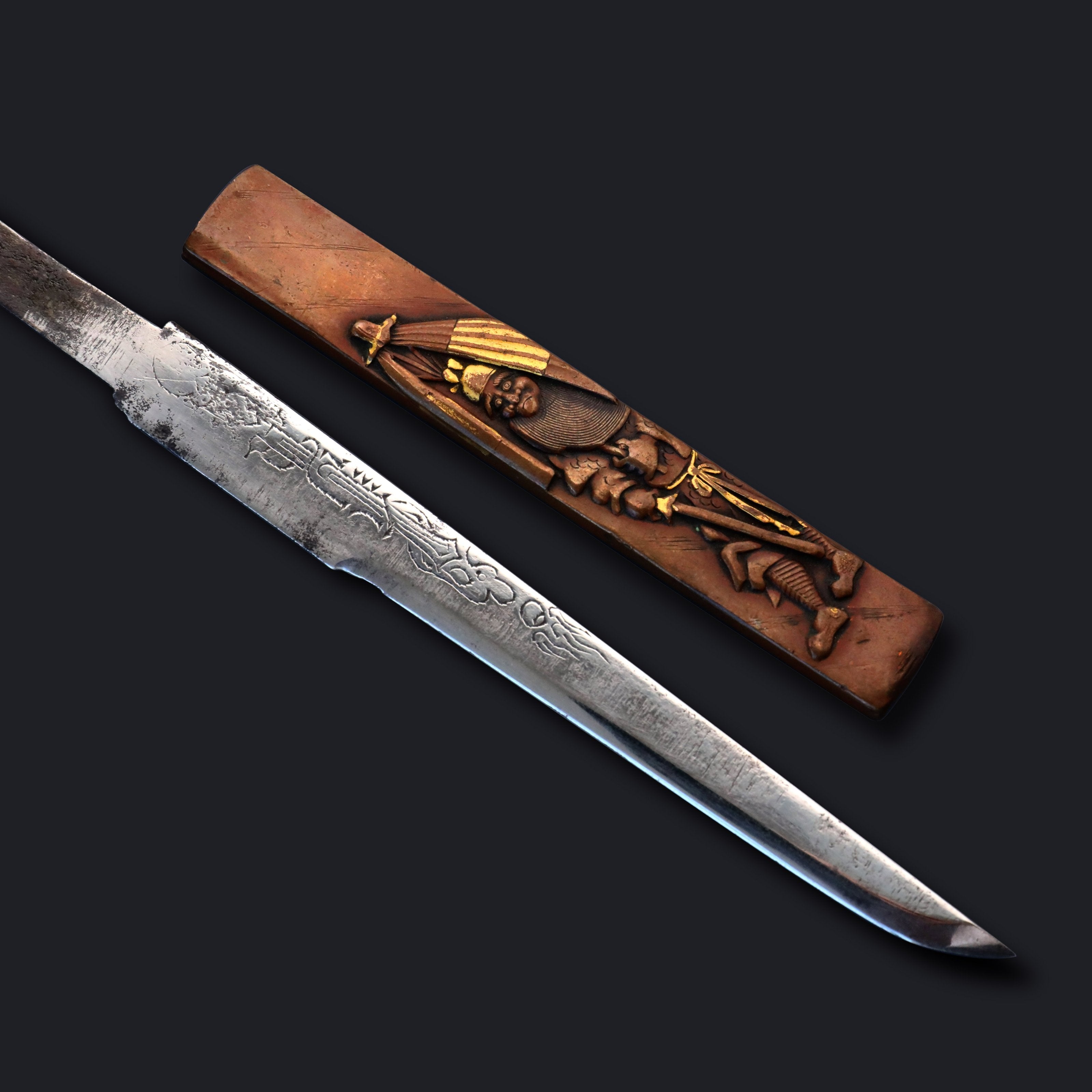 A small knife depicting Zhong Kui from the Edo period in Japan.