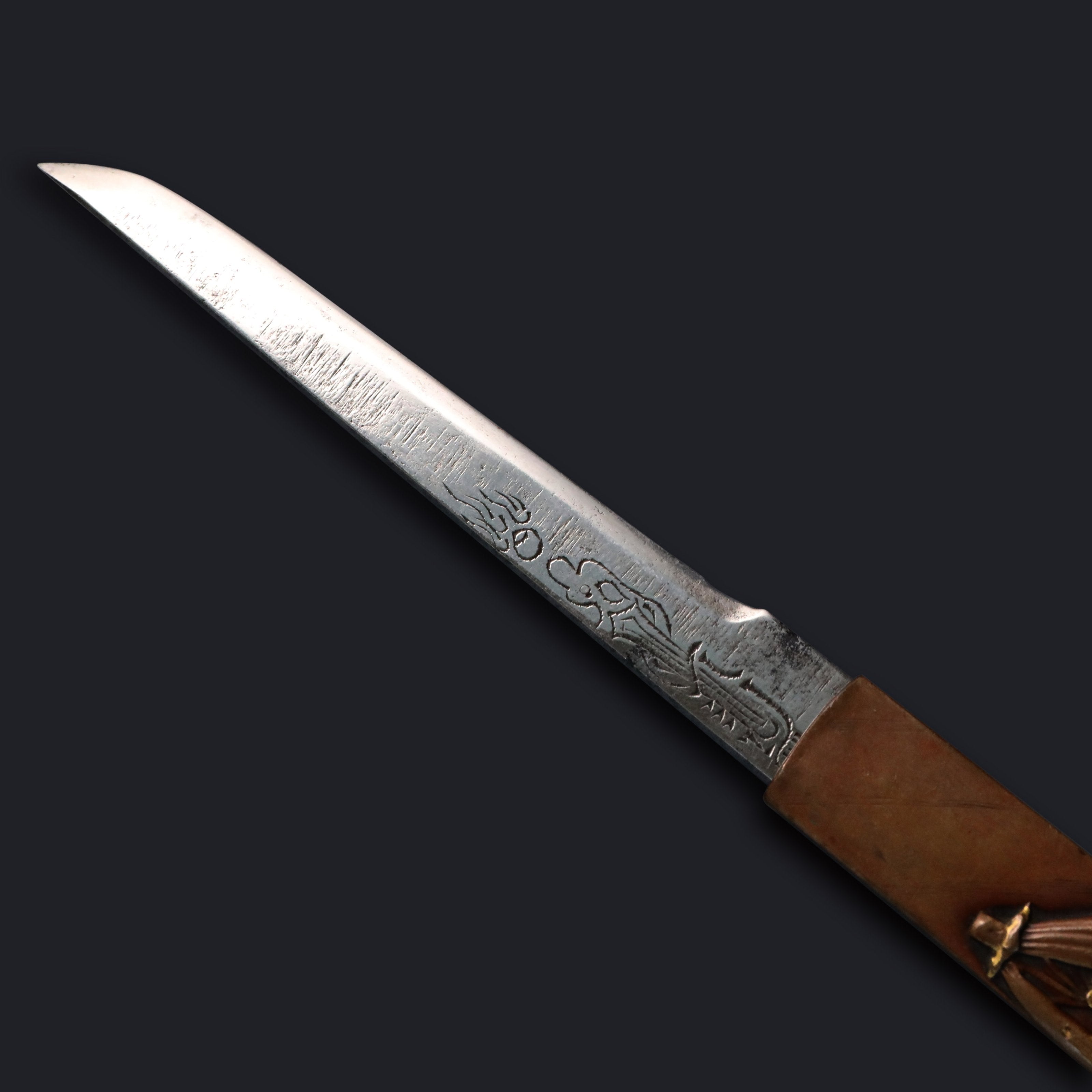 A small knife depicting Zhong Kui from the Edo period in Japan.