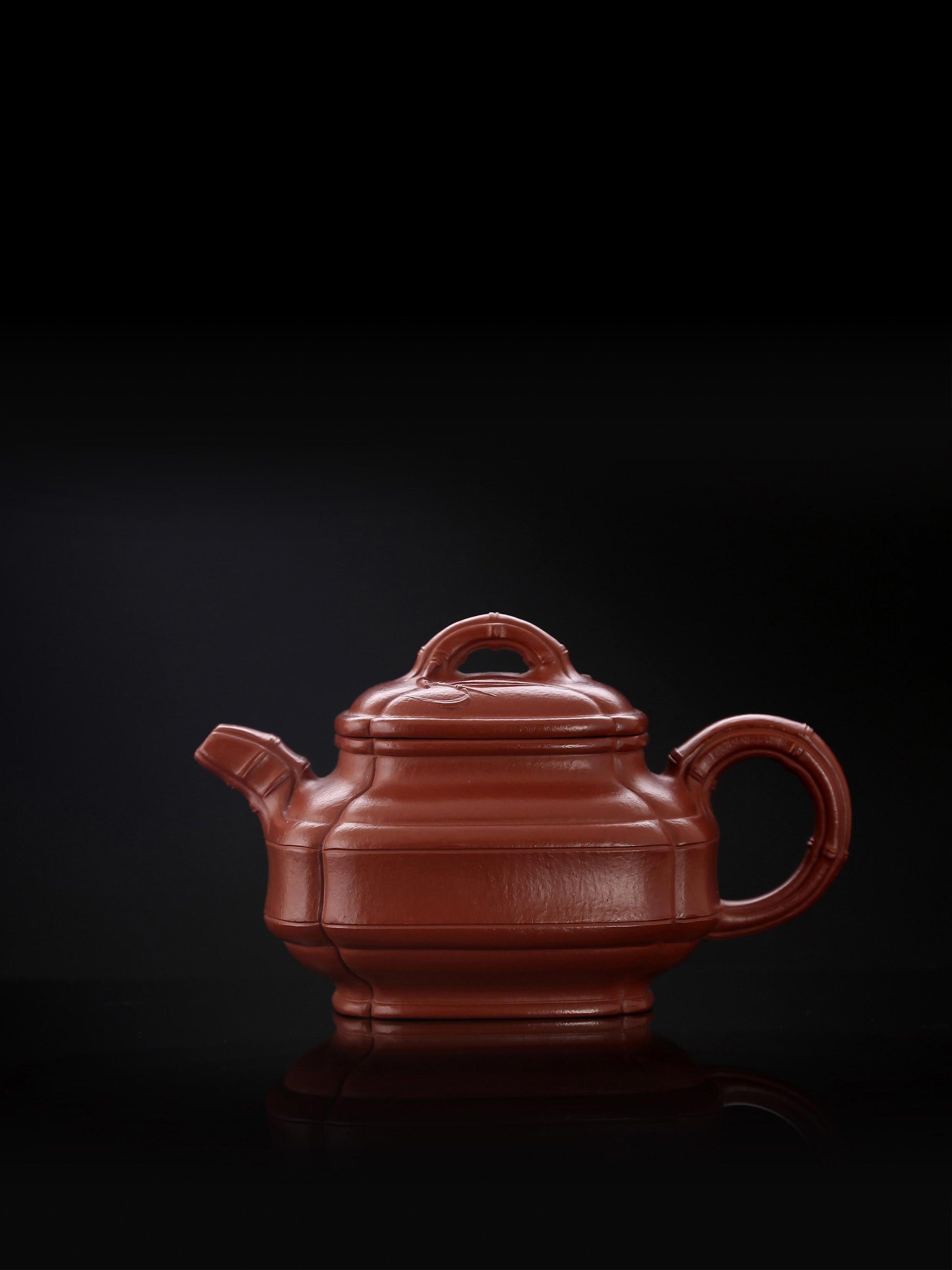 Bamboo Drum Teapot - Small Coal Kiln Zhu Ni (Red Clay)