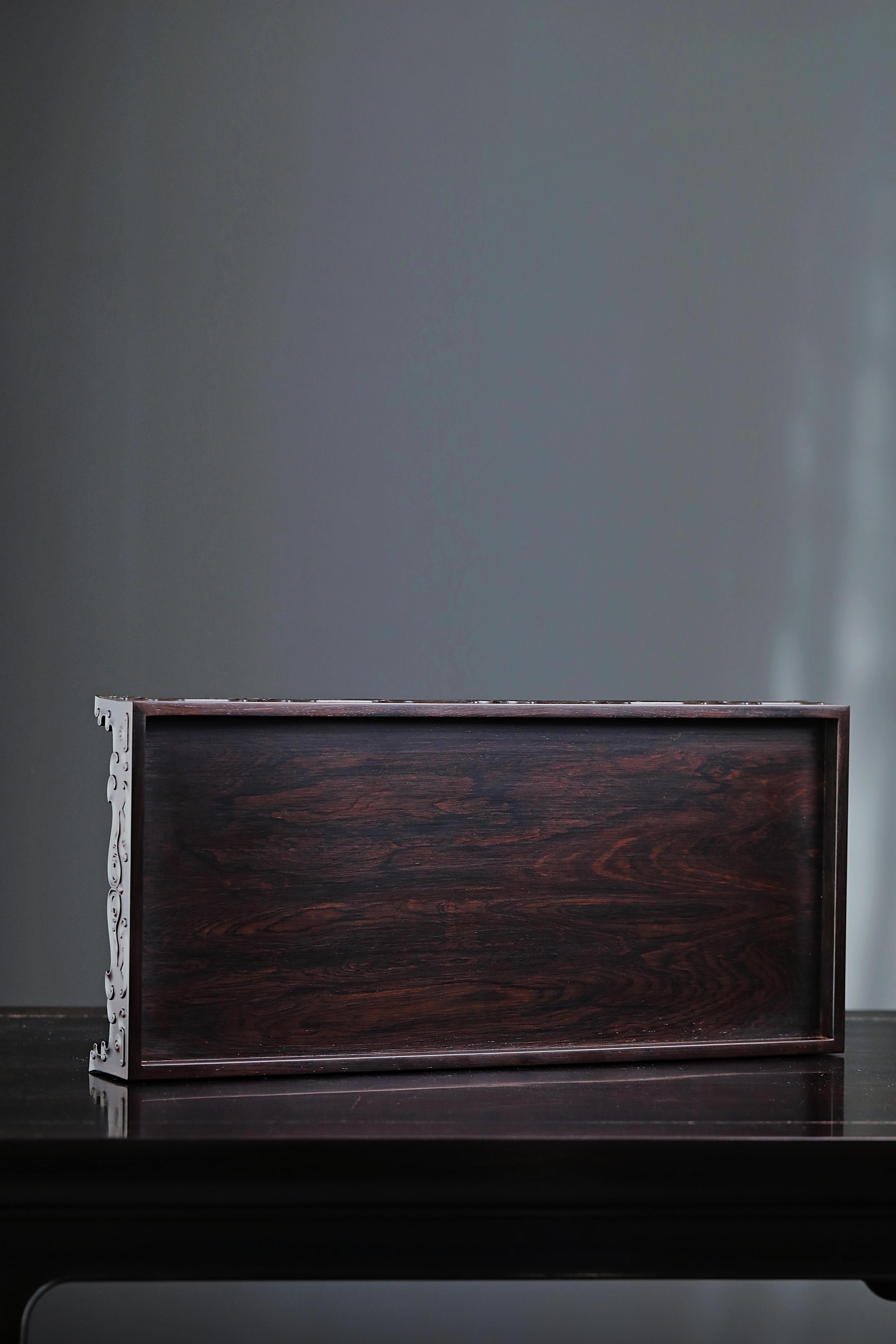 Purple sandalwood ruyi scroll plate