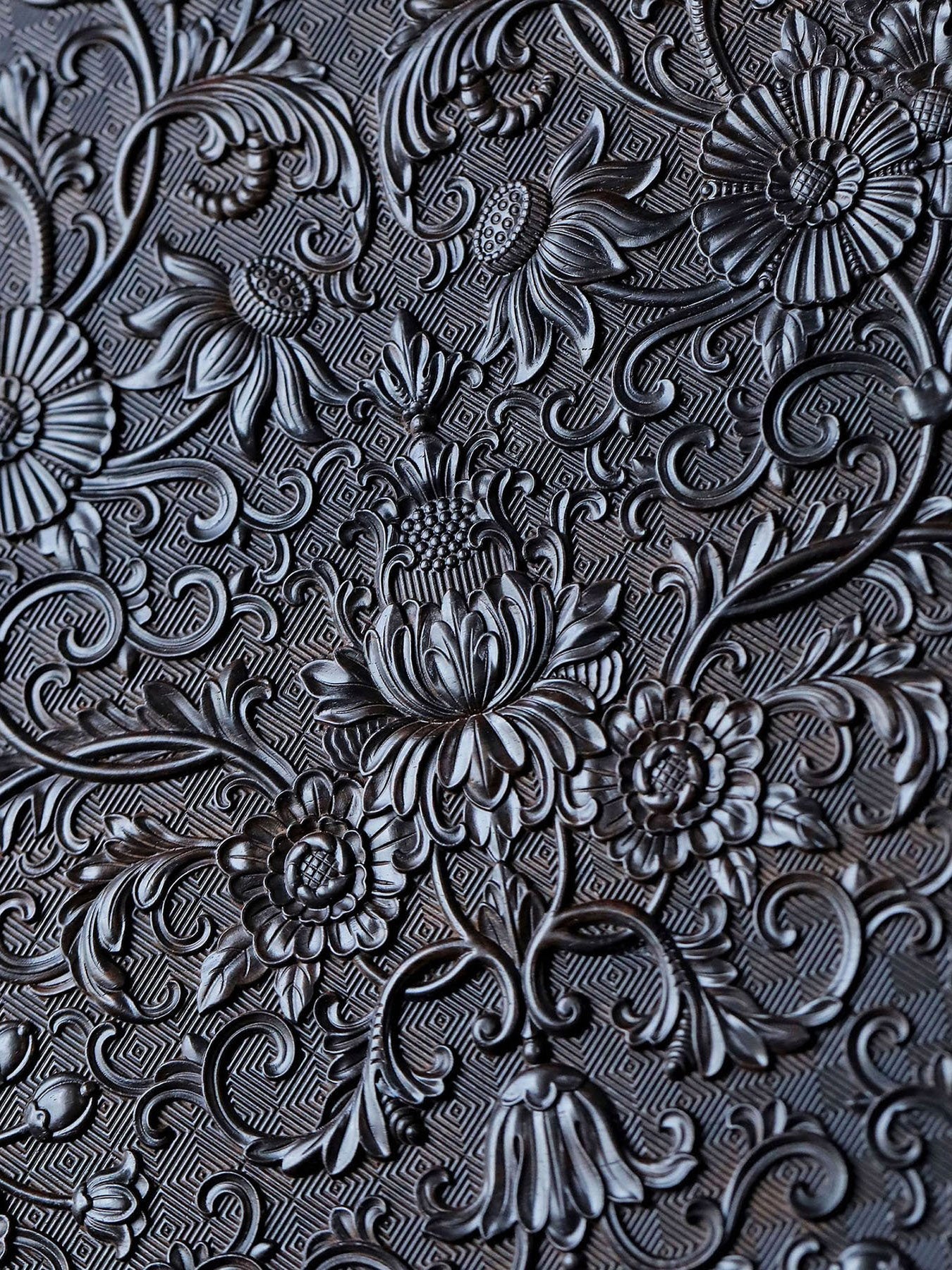 Purple sandalwood passionflower carved tea box