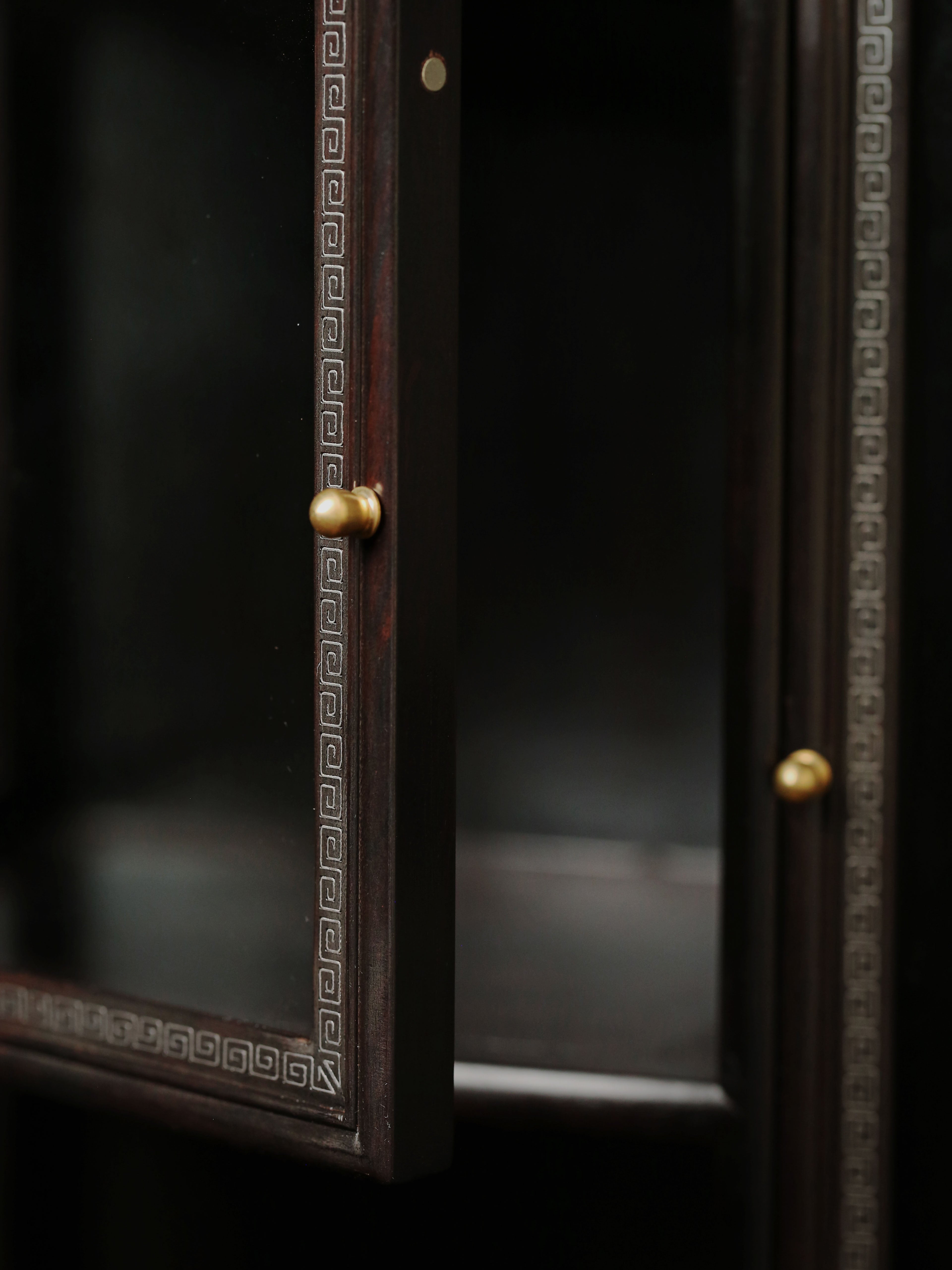 Purple sandalwood inlaid with silver wire fretwork multi-treasure cabinet