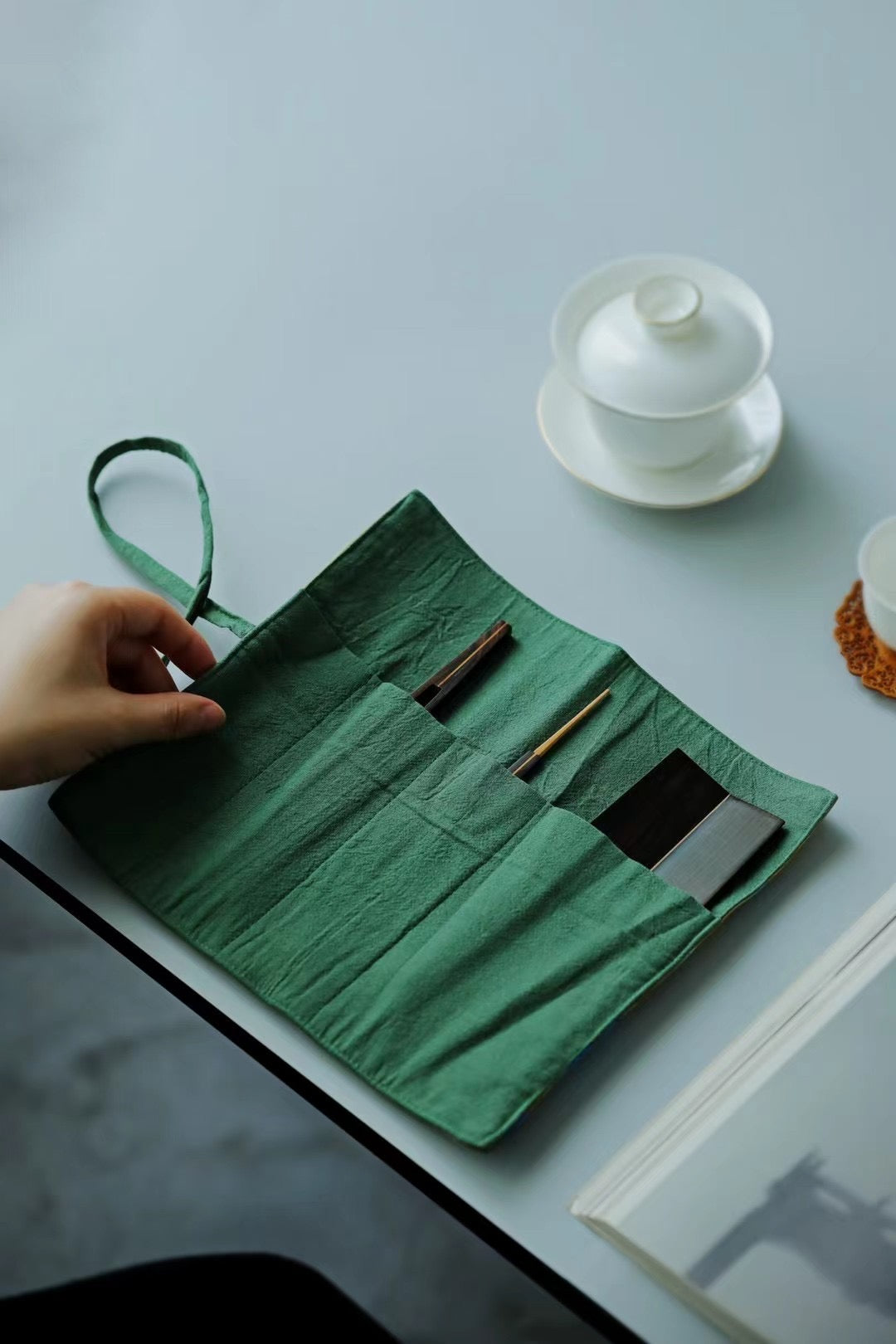 Indian rosewood tea set (three pieces)