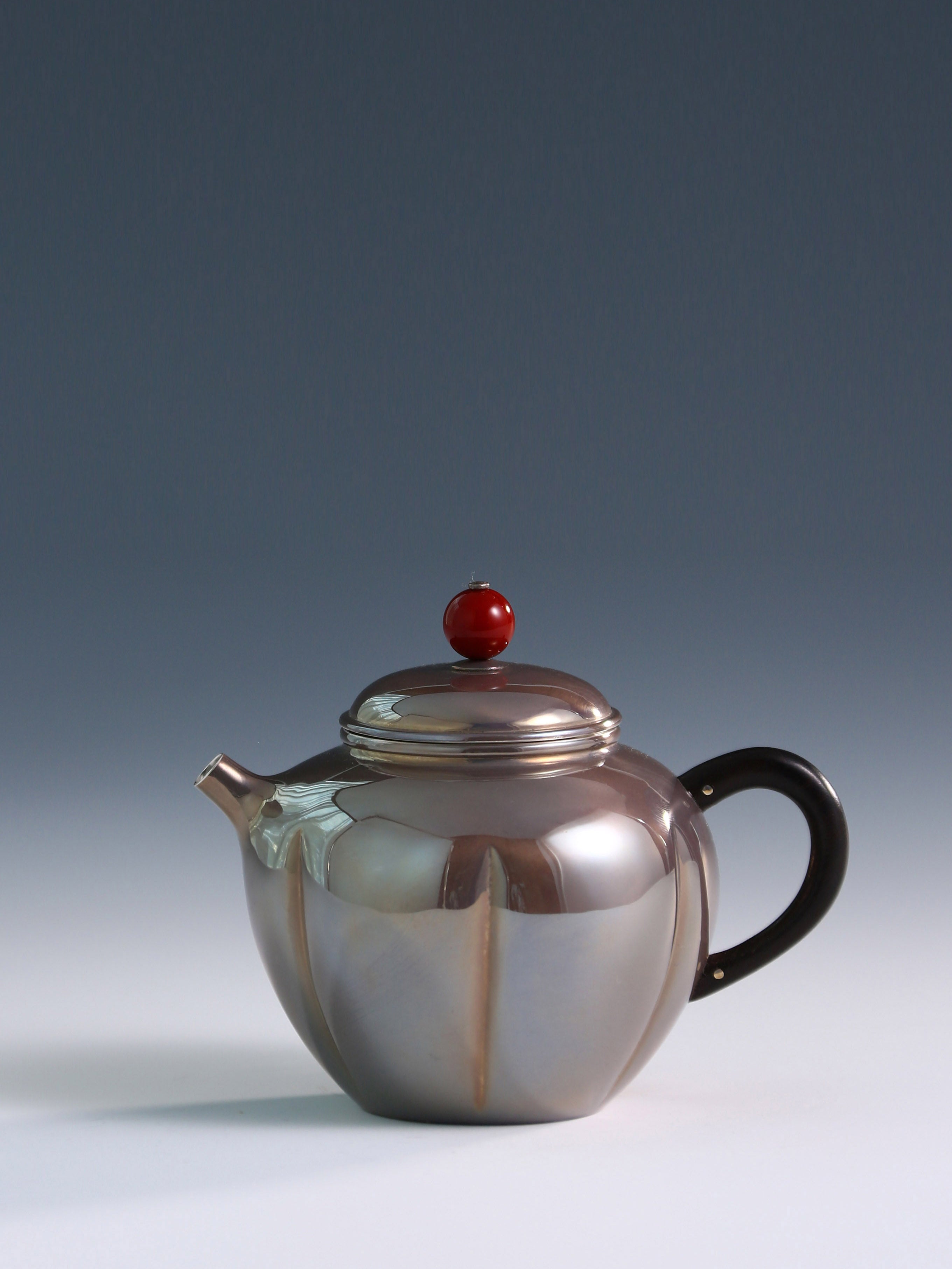 Purple Melon Petal Pure Silver Teapot