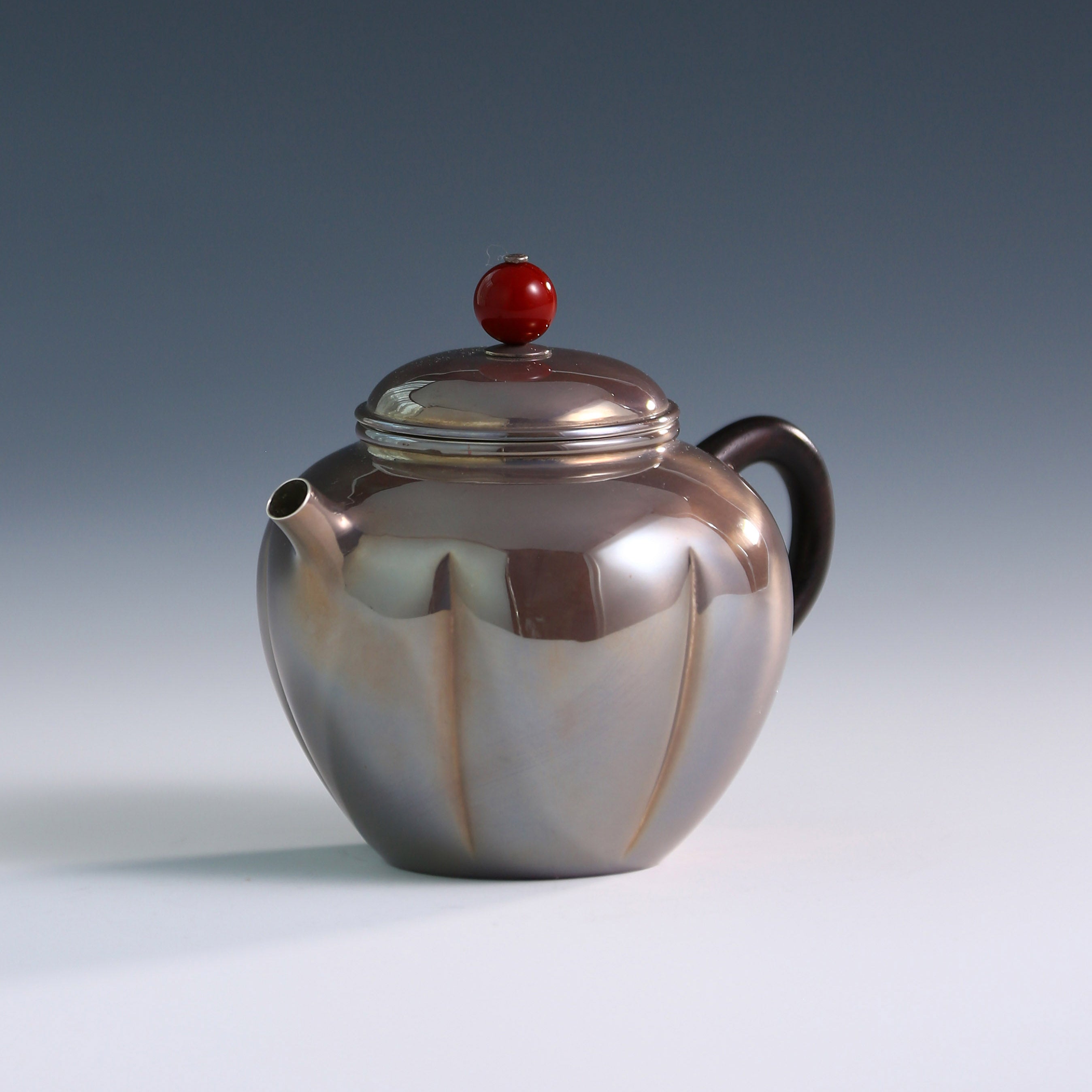Purple Melon Petal Pure Silver Teapot