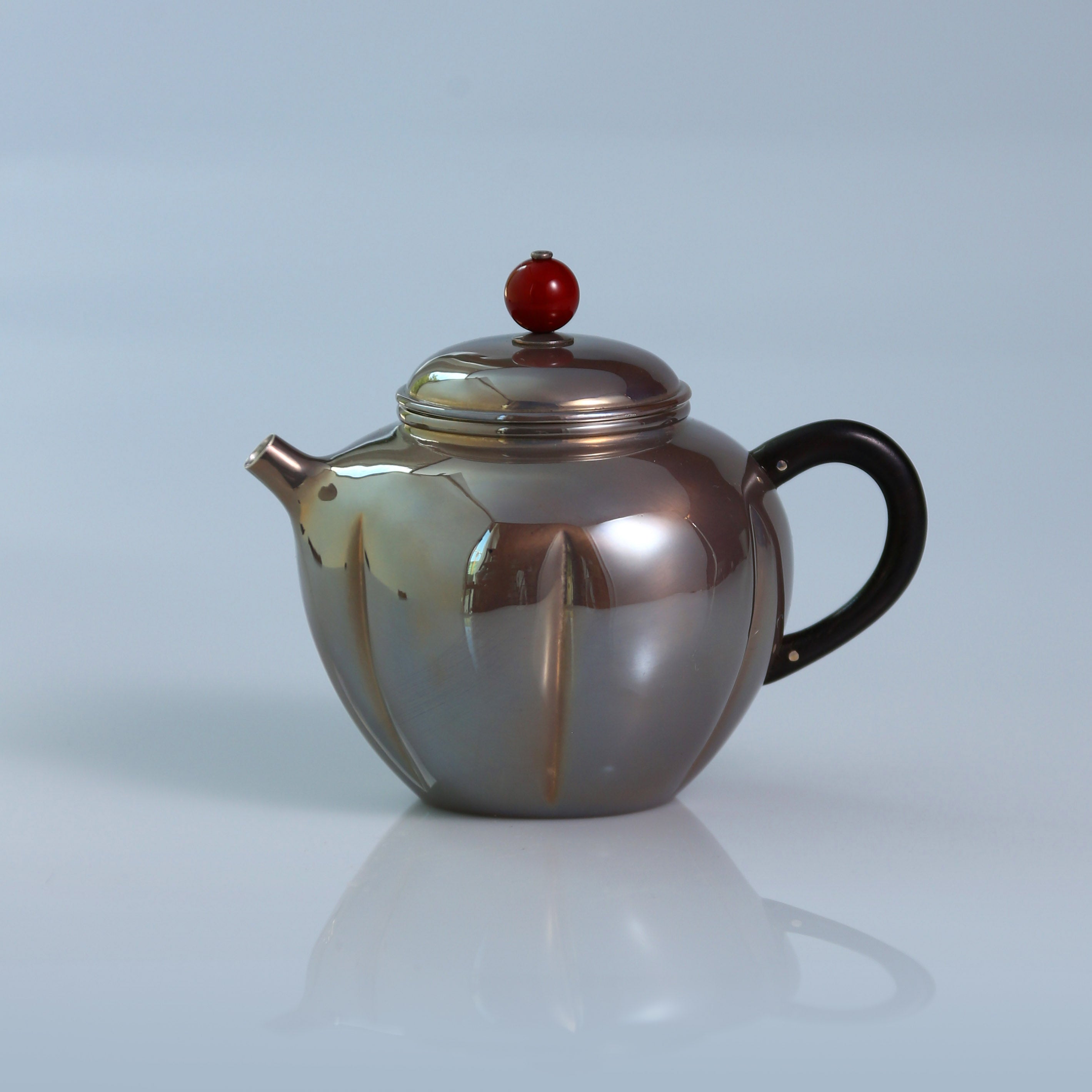 Purple Melon Petal Pure Silver Teapot