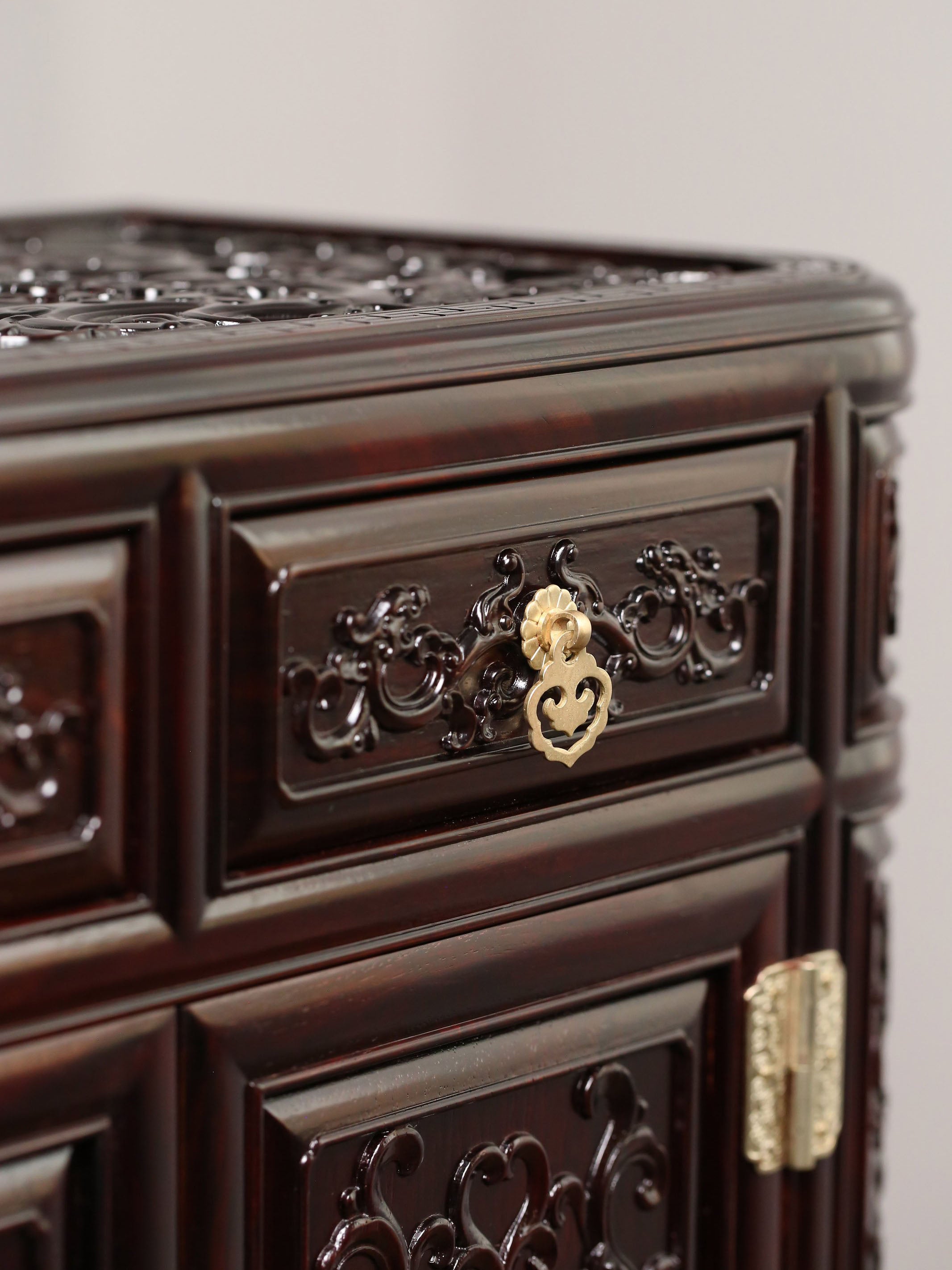Passionflower pattern/dragon pattern/plain surface small chest cabinet with stand
