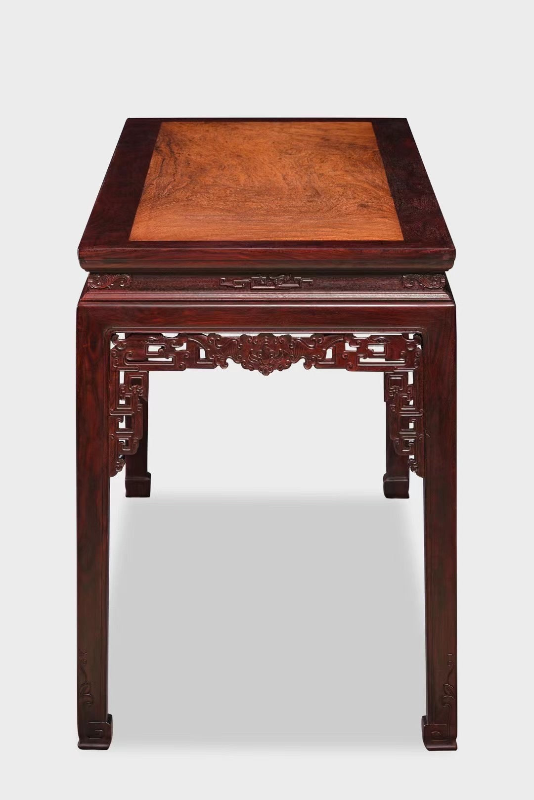Rosewood table inlaid with huanghuali dragon pattern