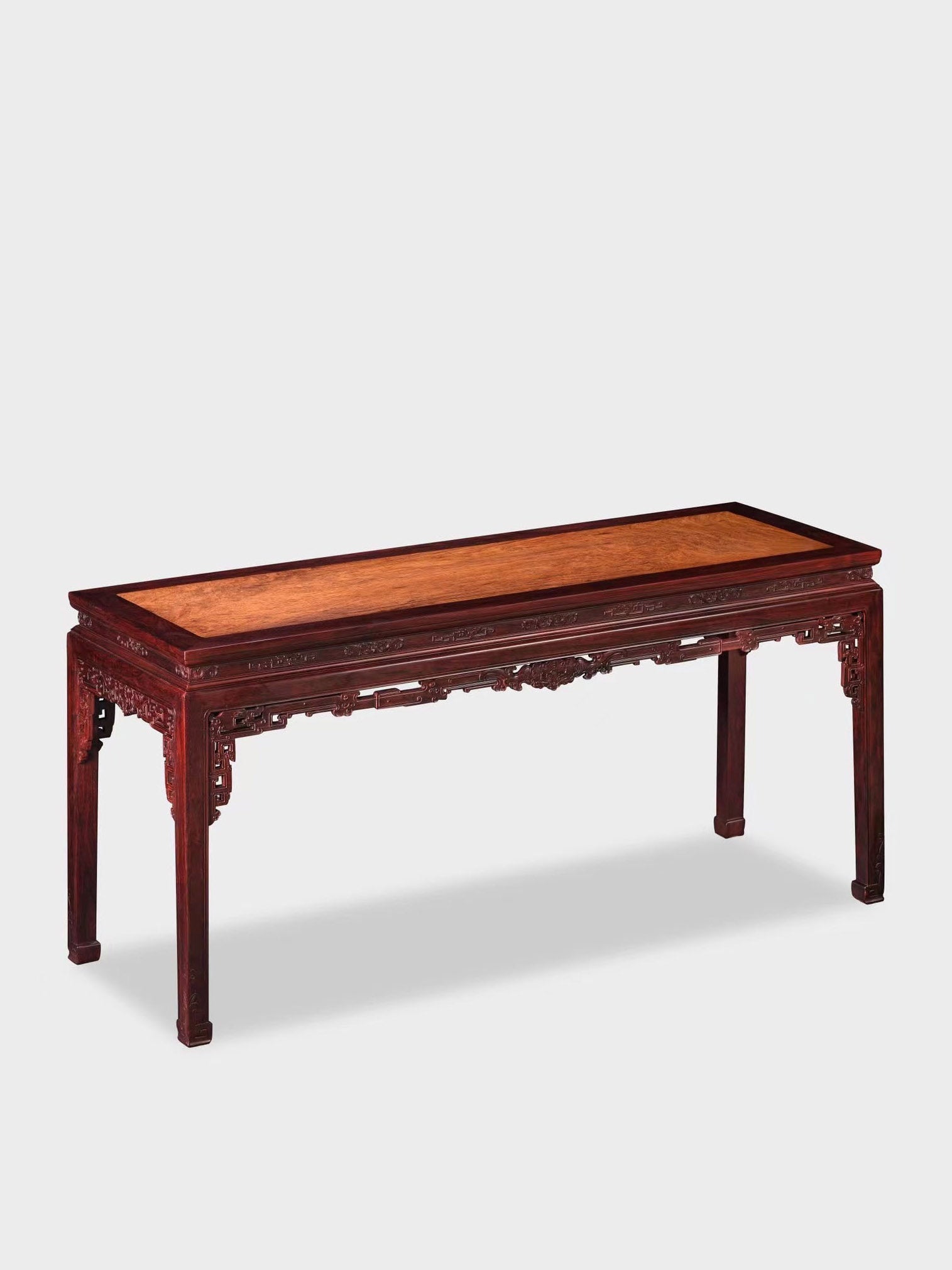 Rosewood table inlaid with huanghuali dragon pattern