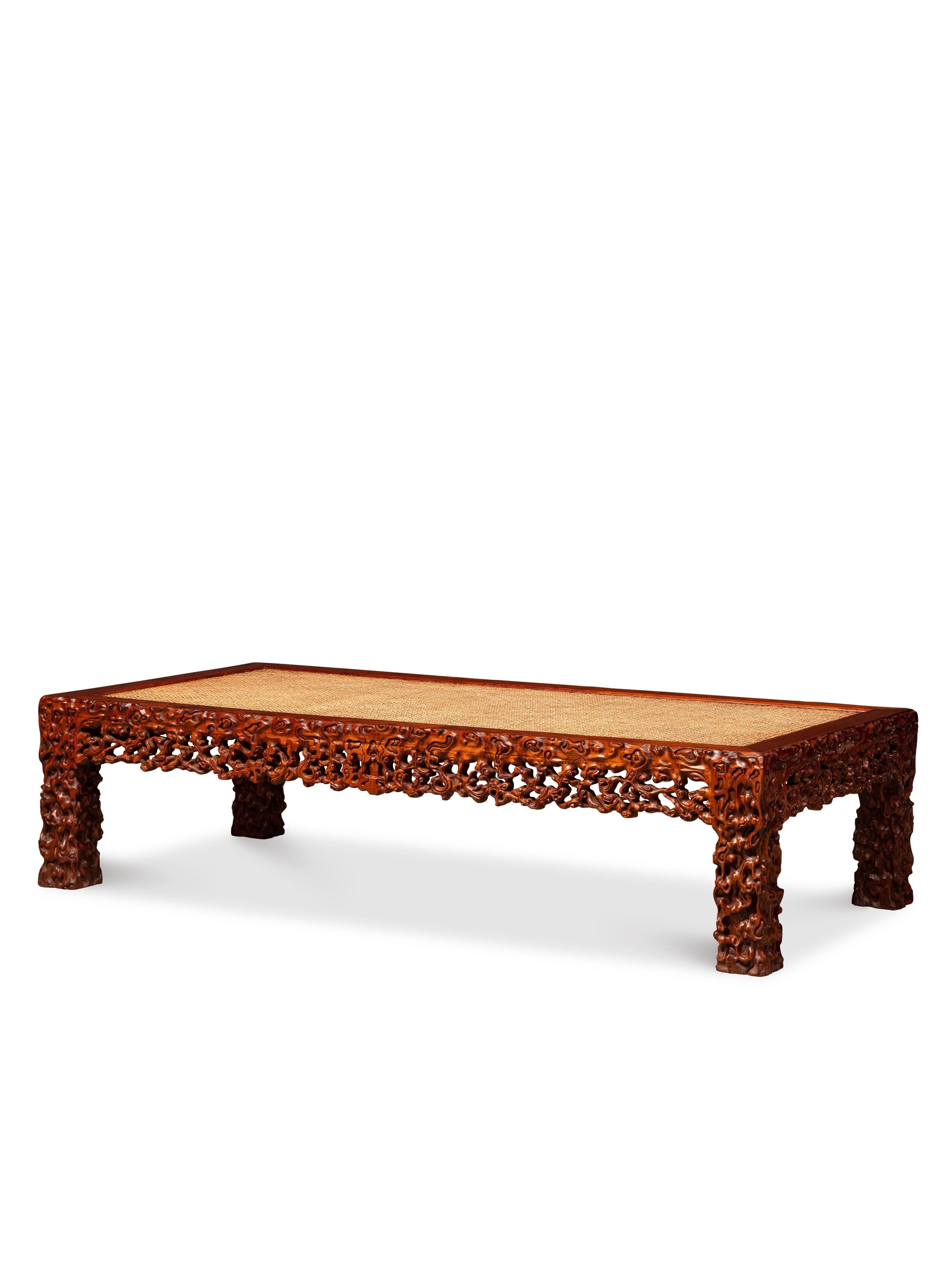 Huanghuali burl root pattern four-sided flat cooling mat