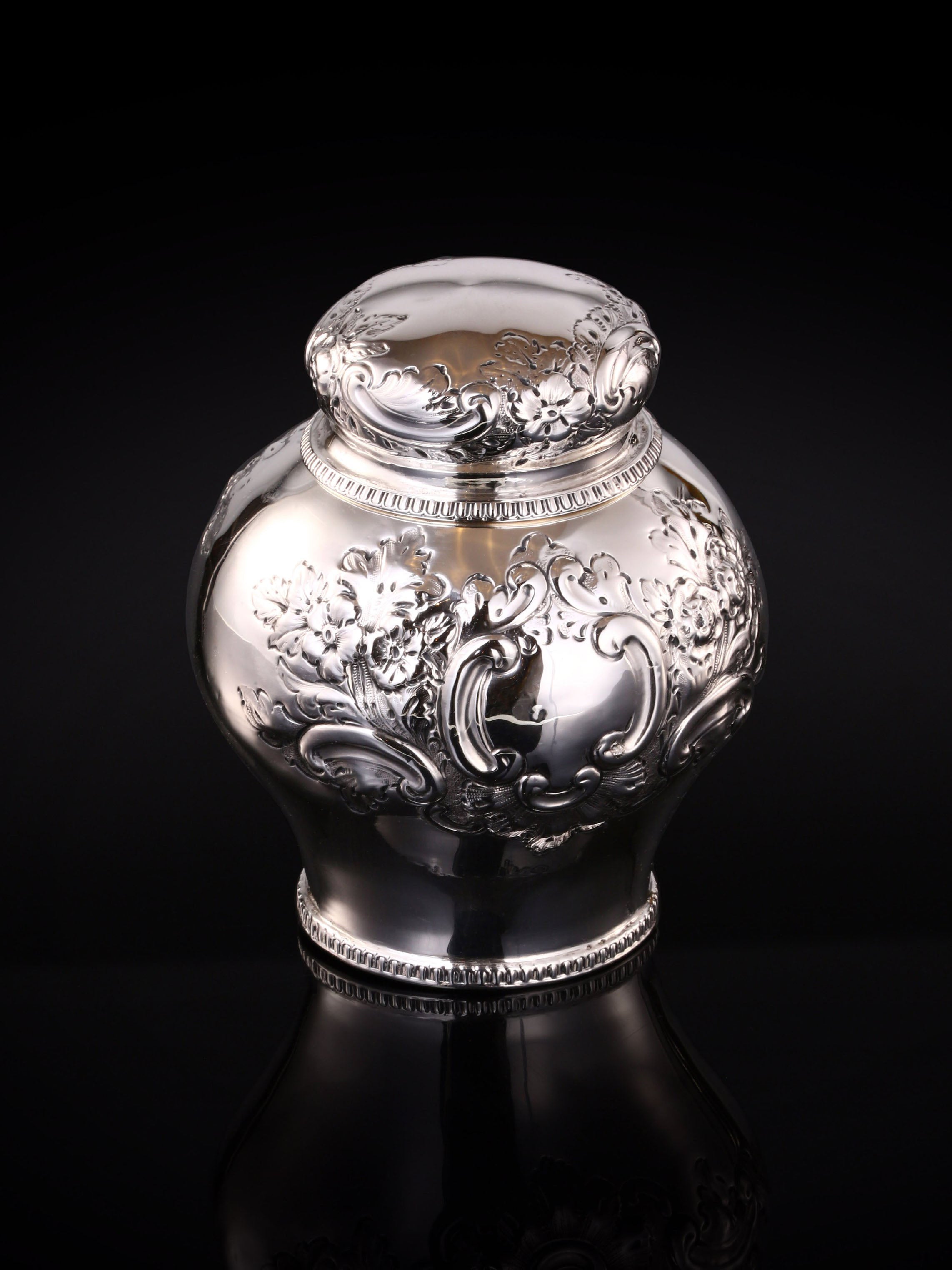 19th-century British sterling silver tea caddy