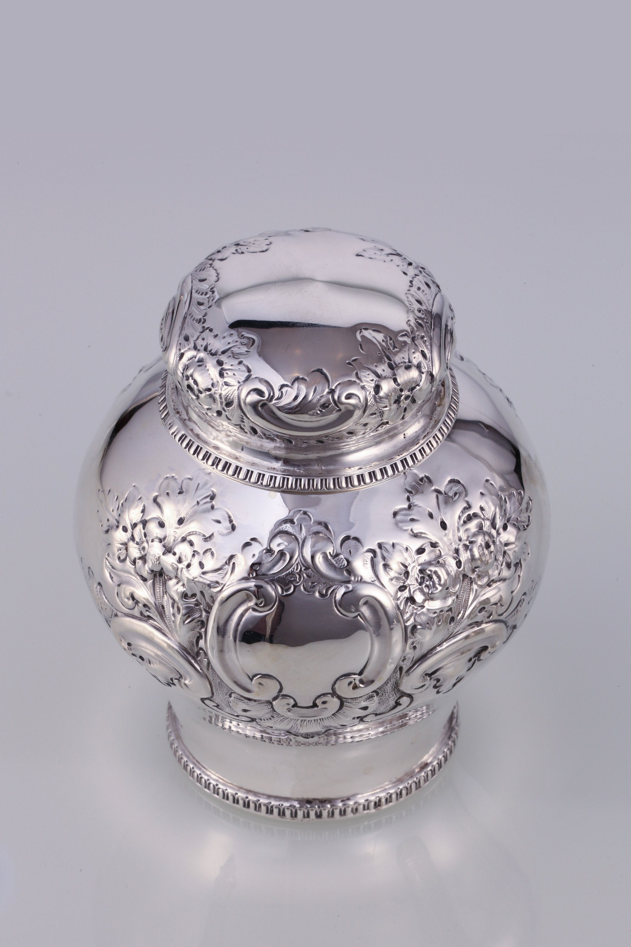 19th-century British sterling silver tea caddy