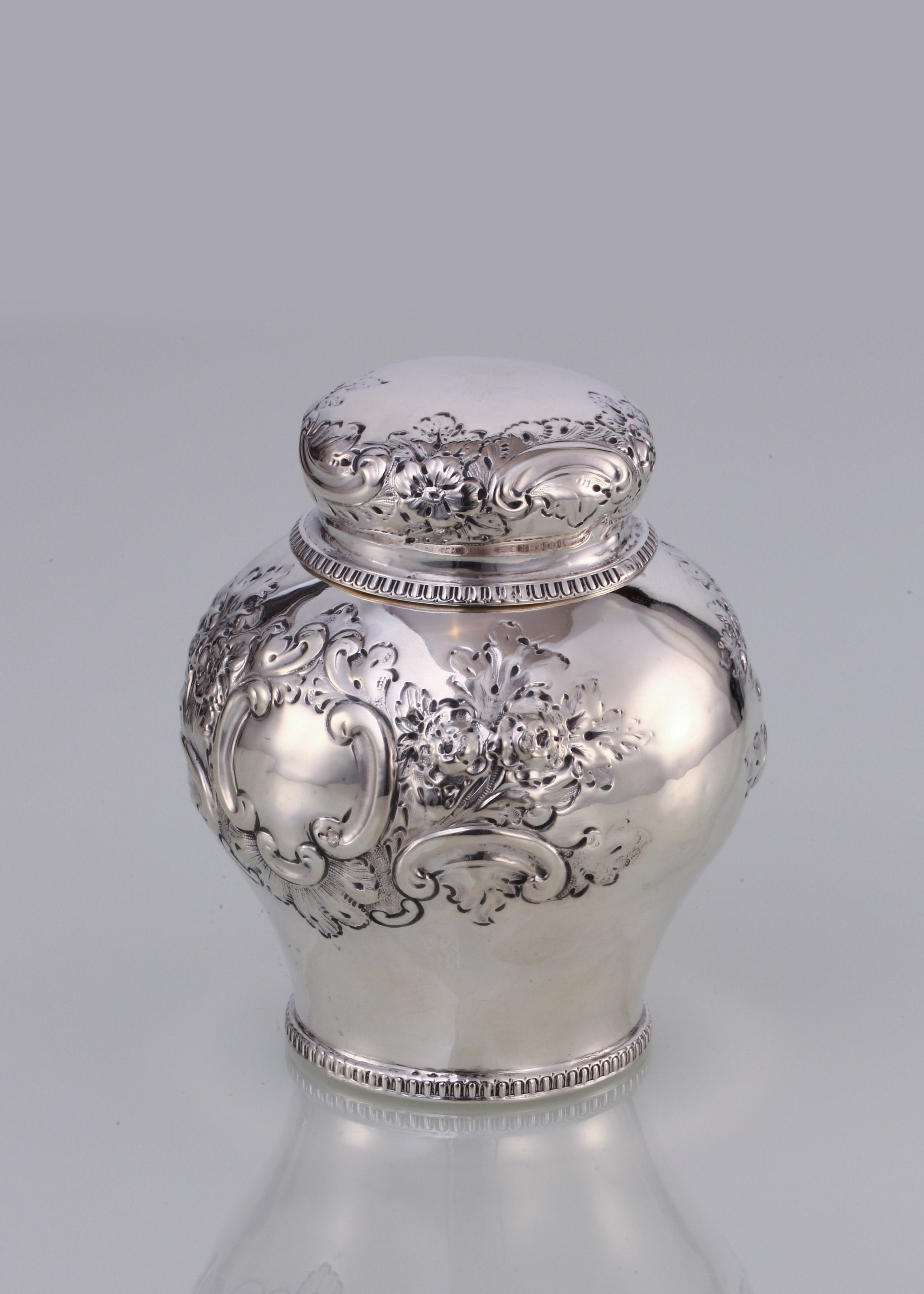 19th-century British sterling silver tea caddy