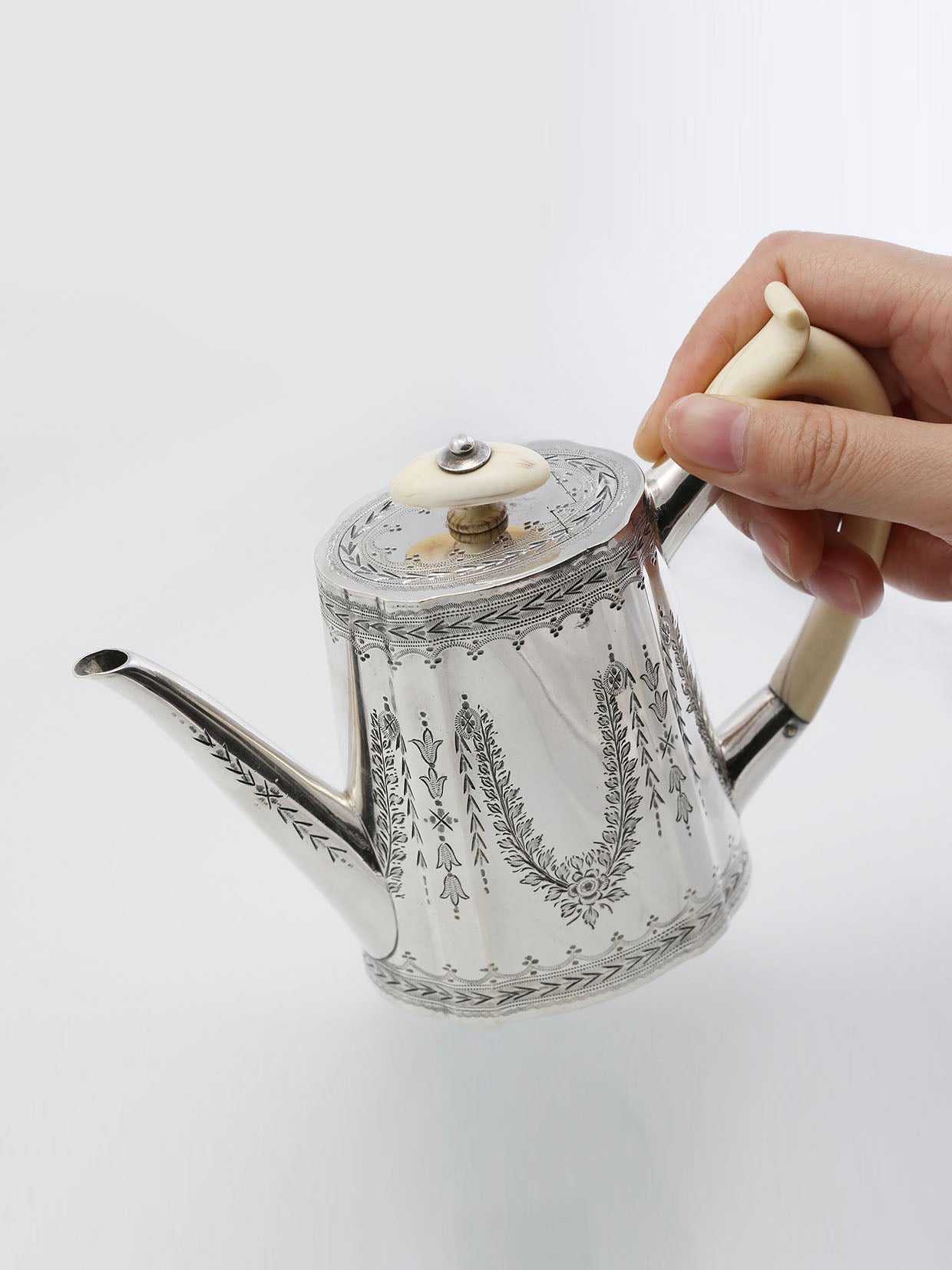 19th-century British silver kettle