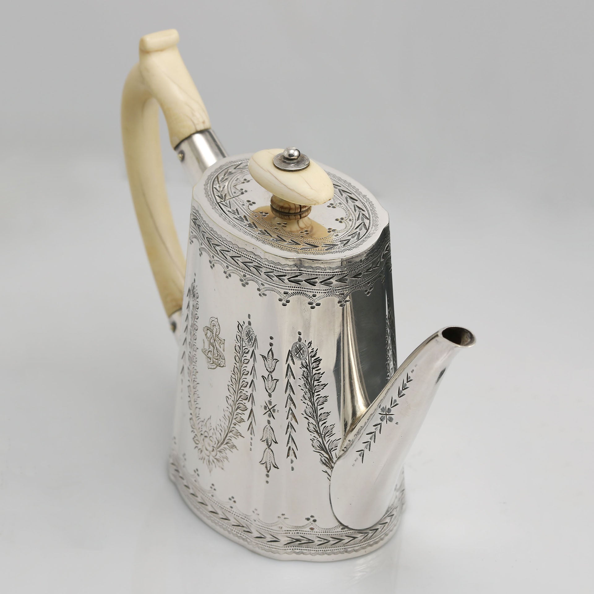 19th-century British silver kettle