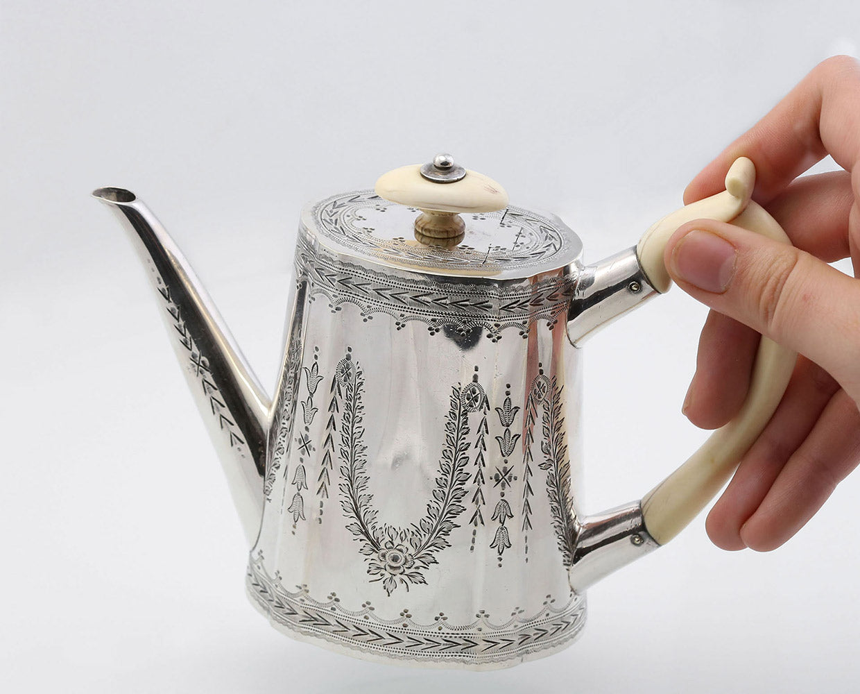 19th-century British silver kettle