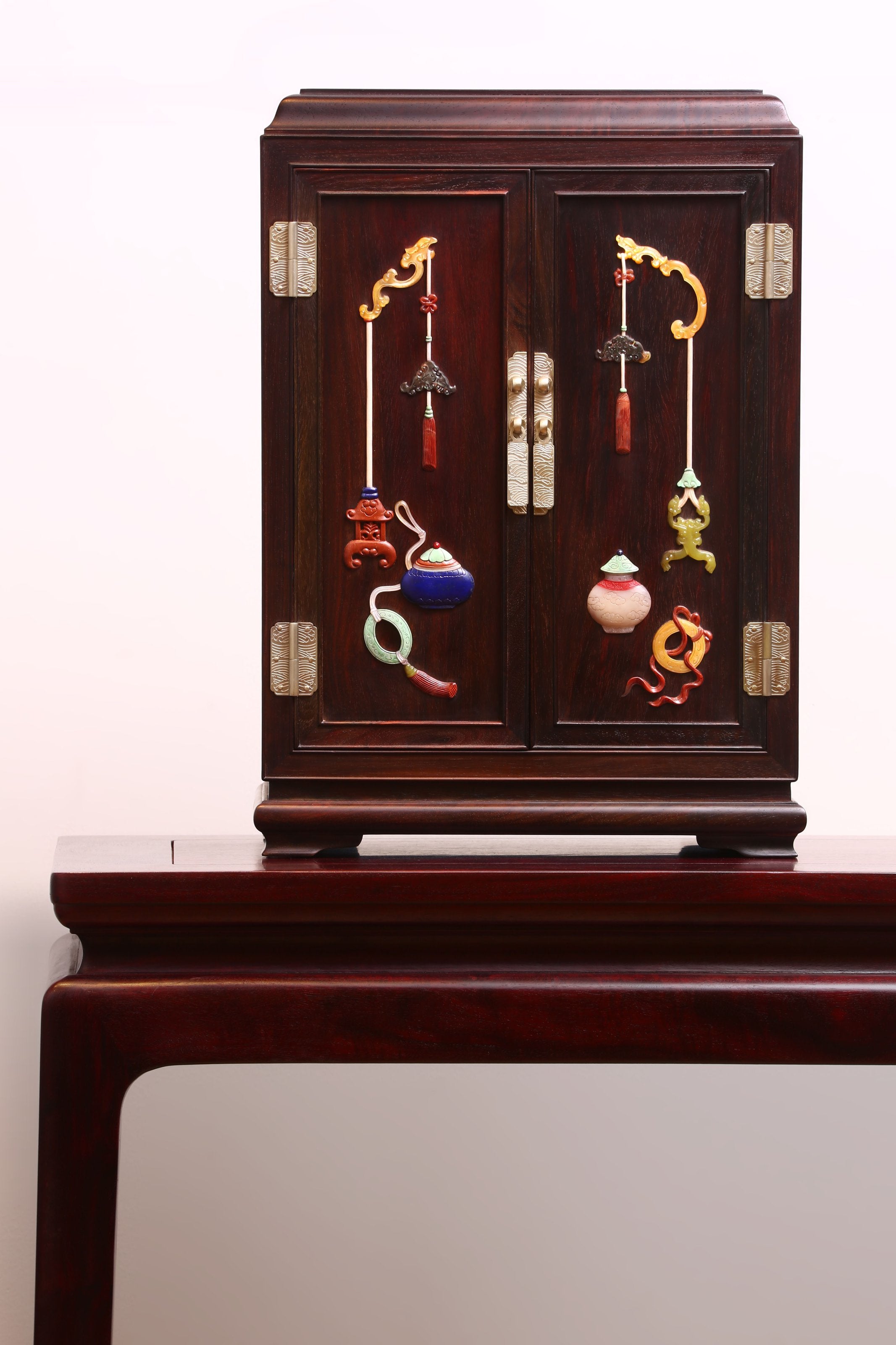 Rosewood Tea Cabinet with Inlaid Antique Designs