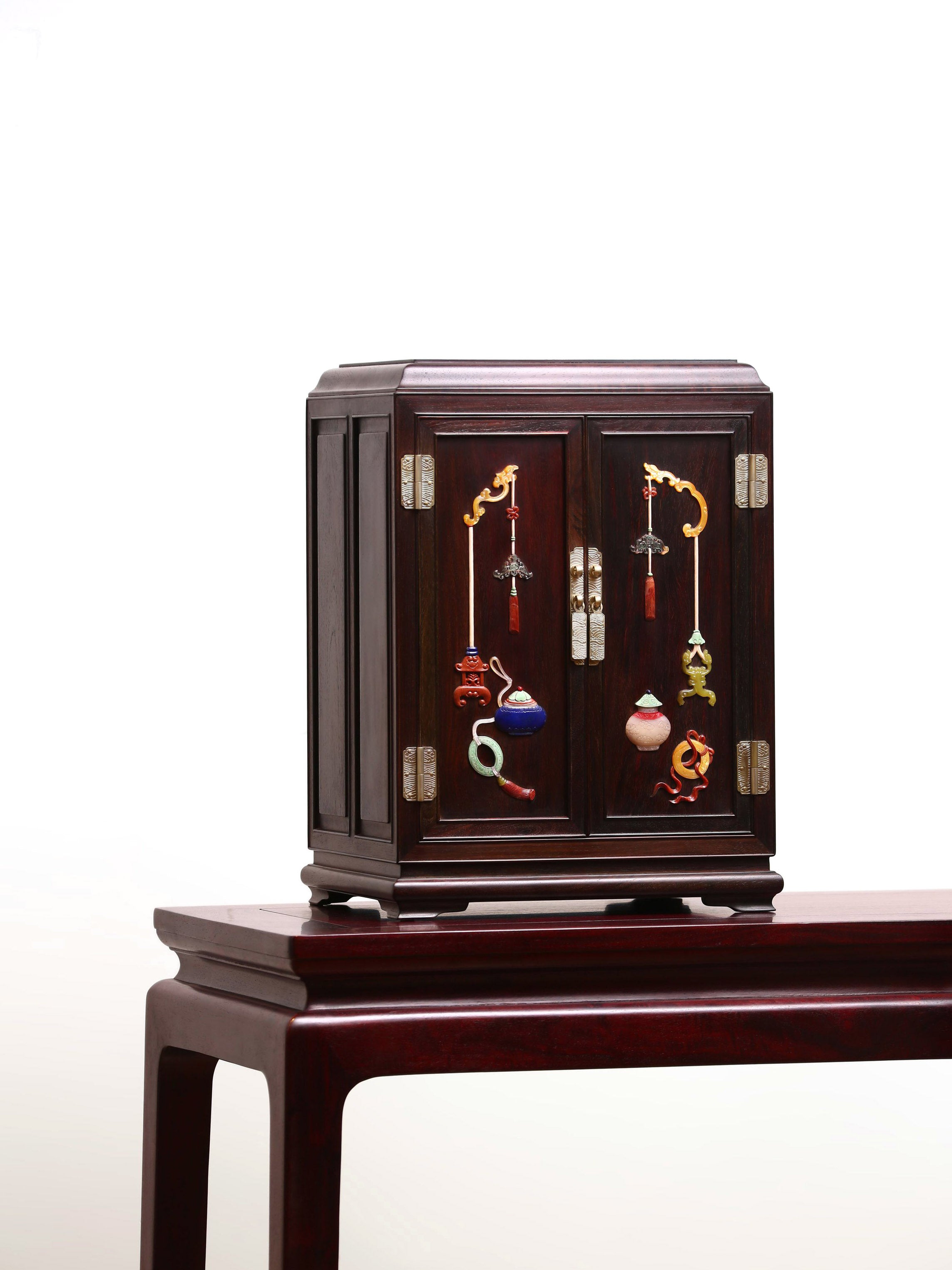 Rosewood Tea Cabinet with Inlaid Antique Designs