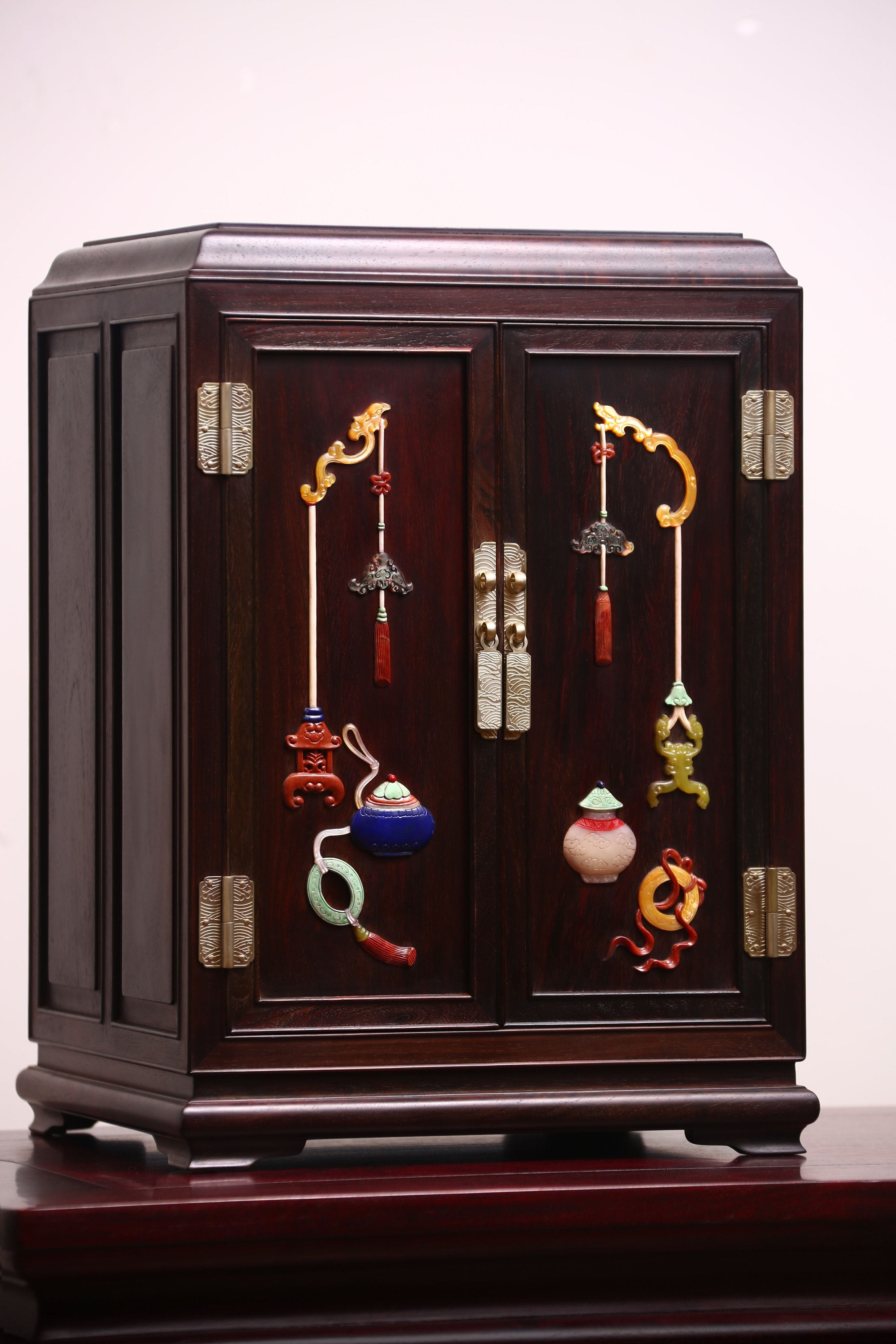 Rosewood Tea Cabinet with Inlaid Antique Designs