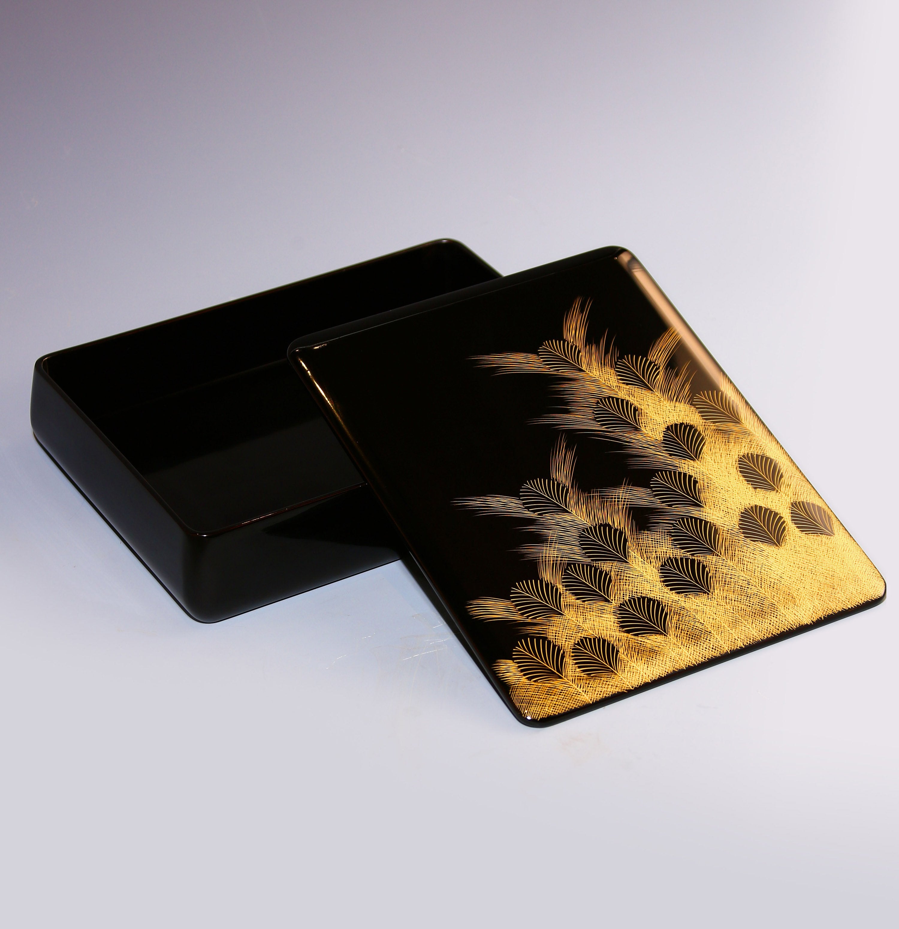 Japanese lacquerware, gold-plated Shiko stone writing box