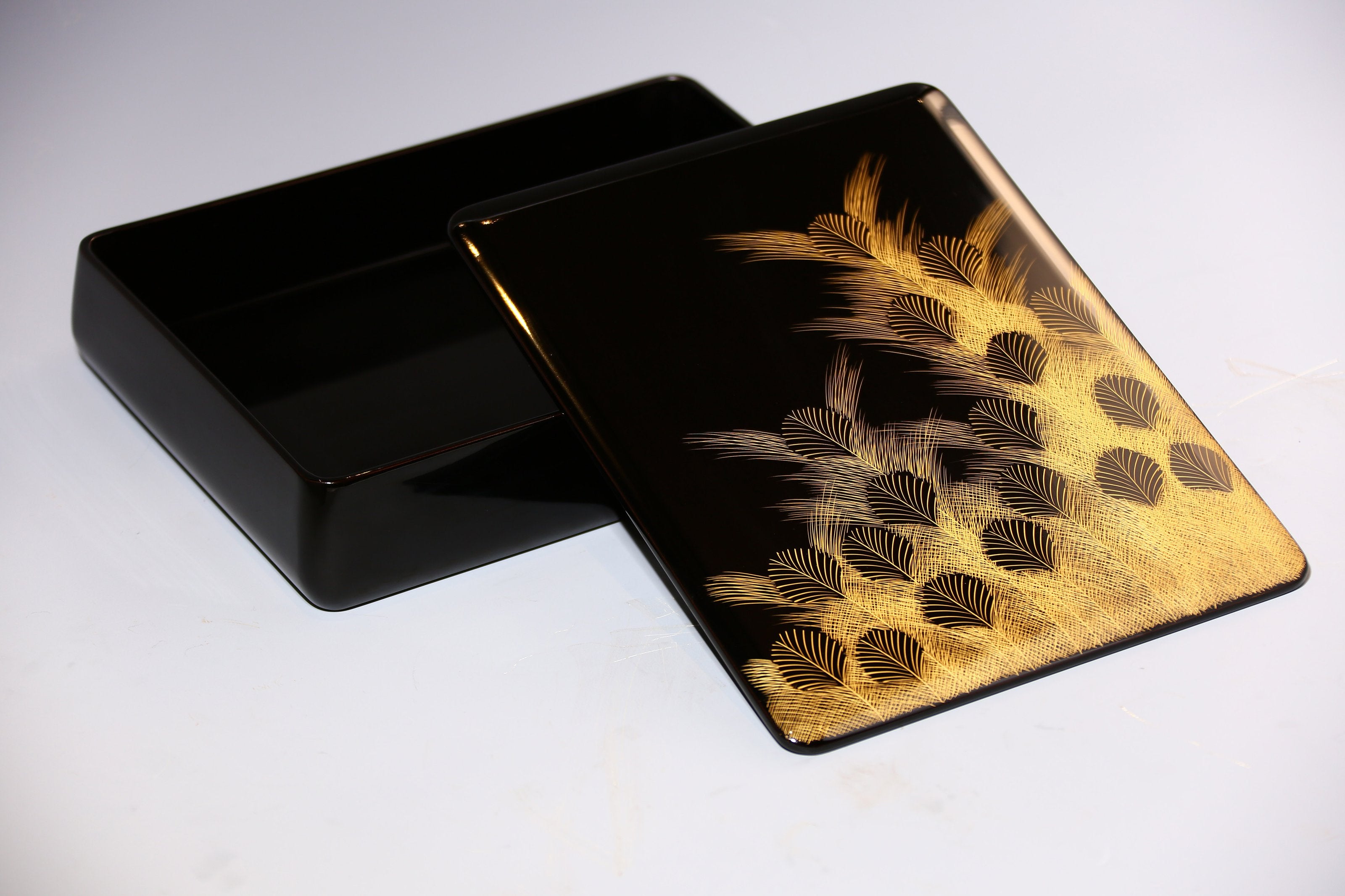 Japanese lacquerware, gold-plated Shiko stone writing box