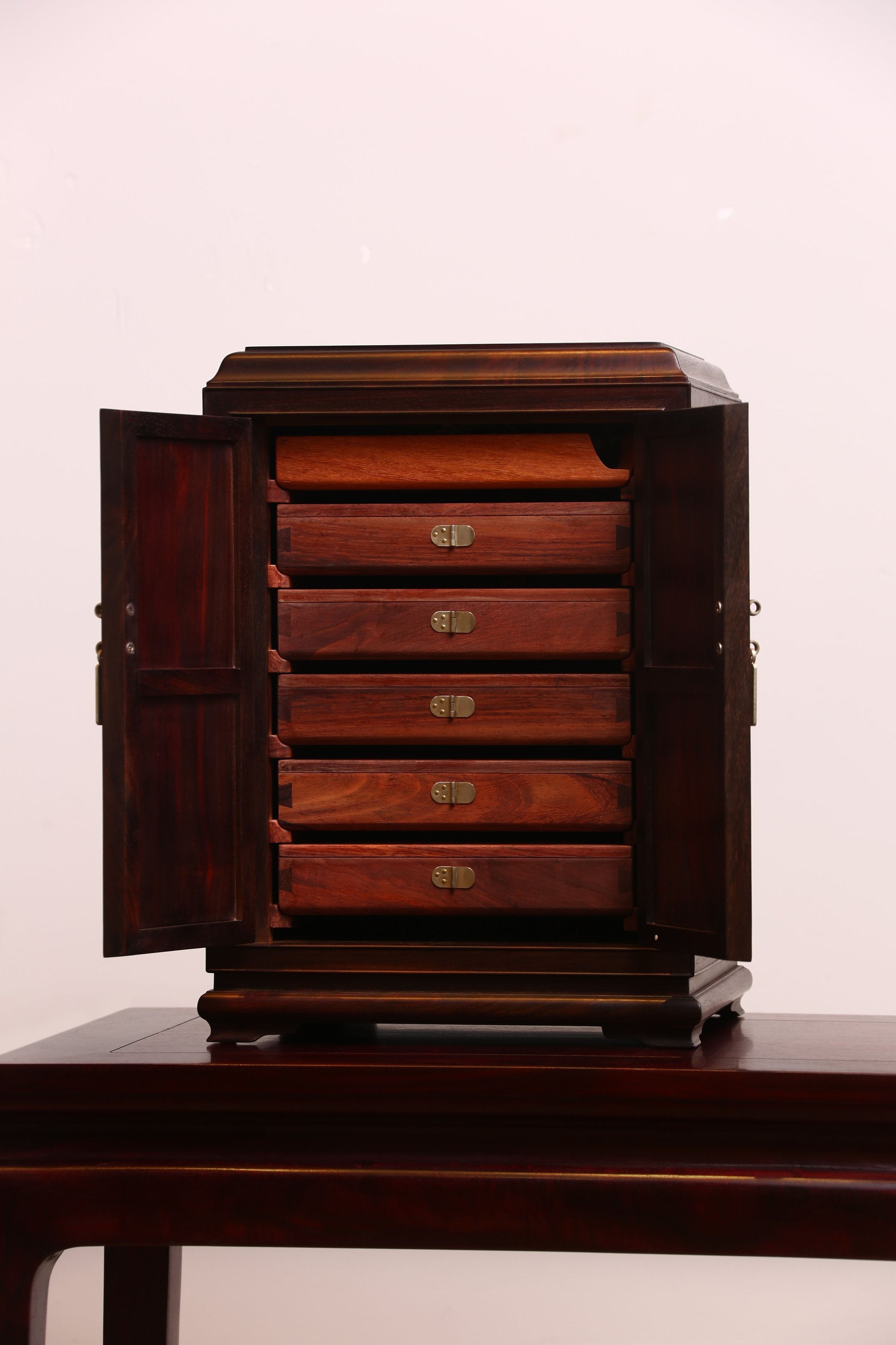 Rosewood Tea Cabinet with Inlaid Antique Designs