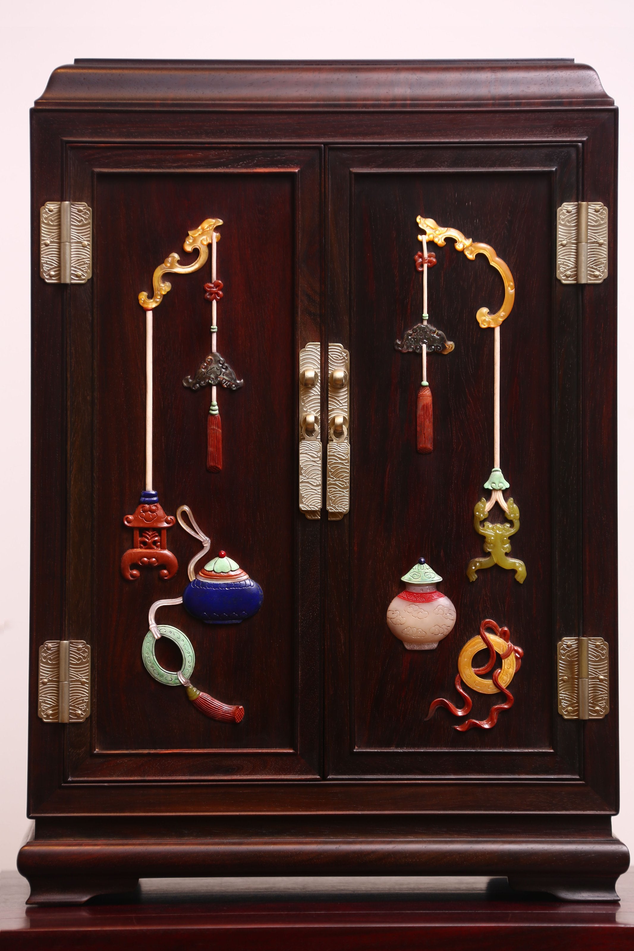 Rosewood Tea Cabinet with Inlaid Antique Designs