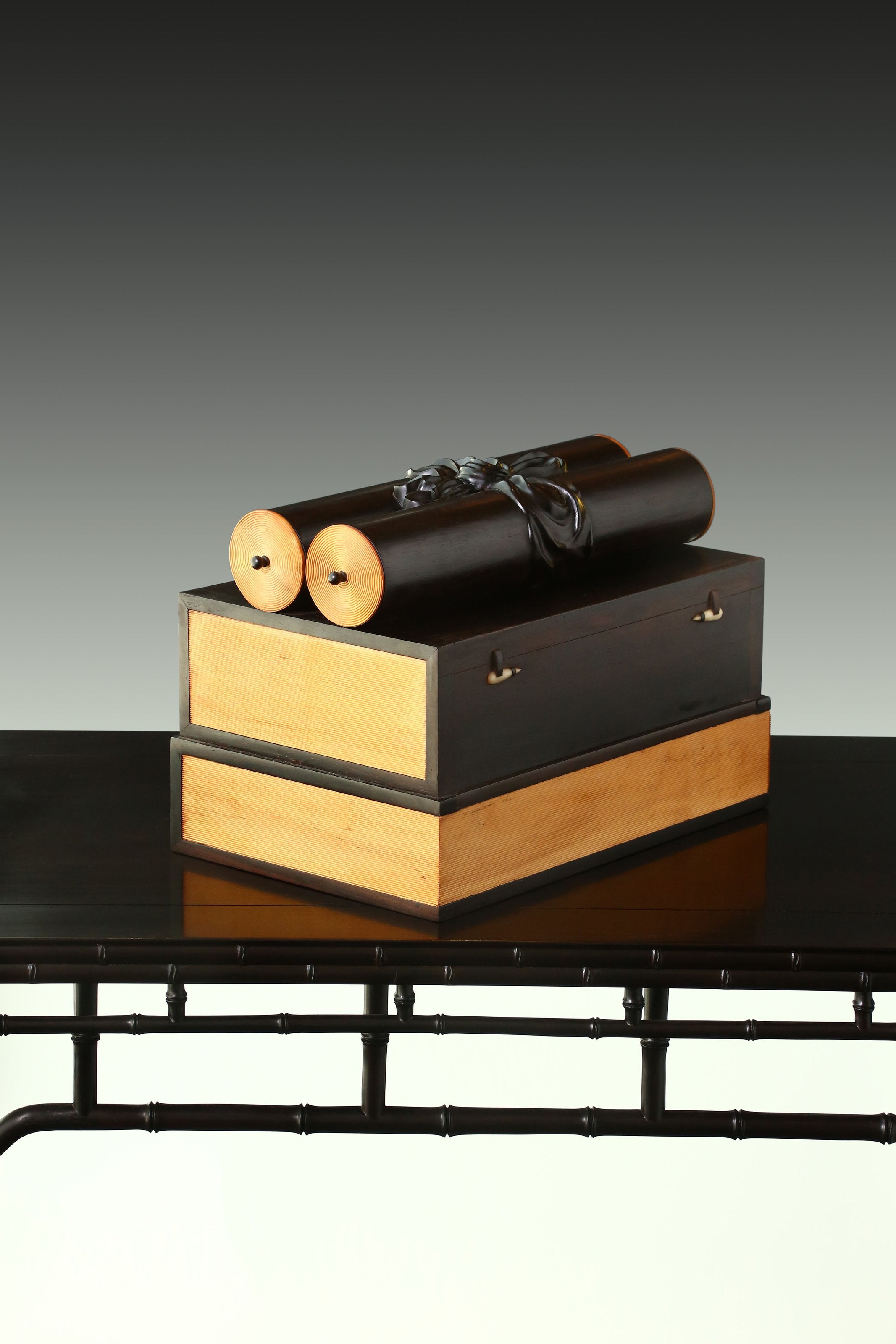 Daya Hall Rosewood Tea Box Inlaid with Boxwood Scroll