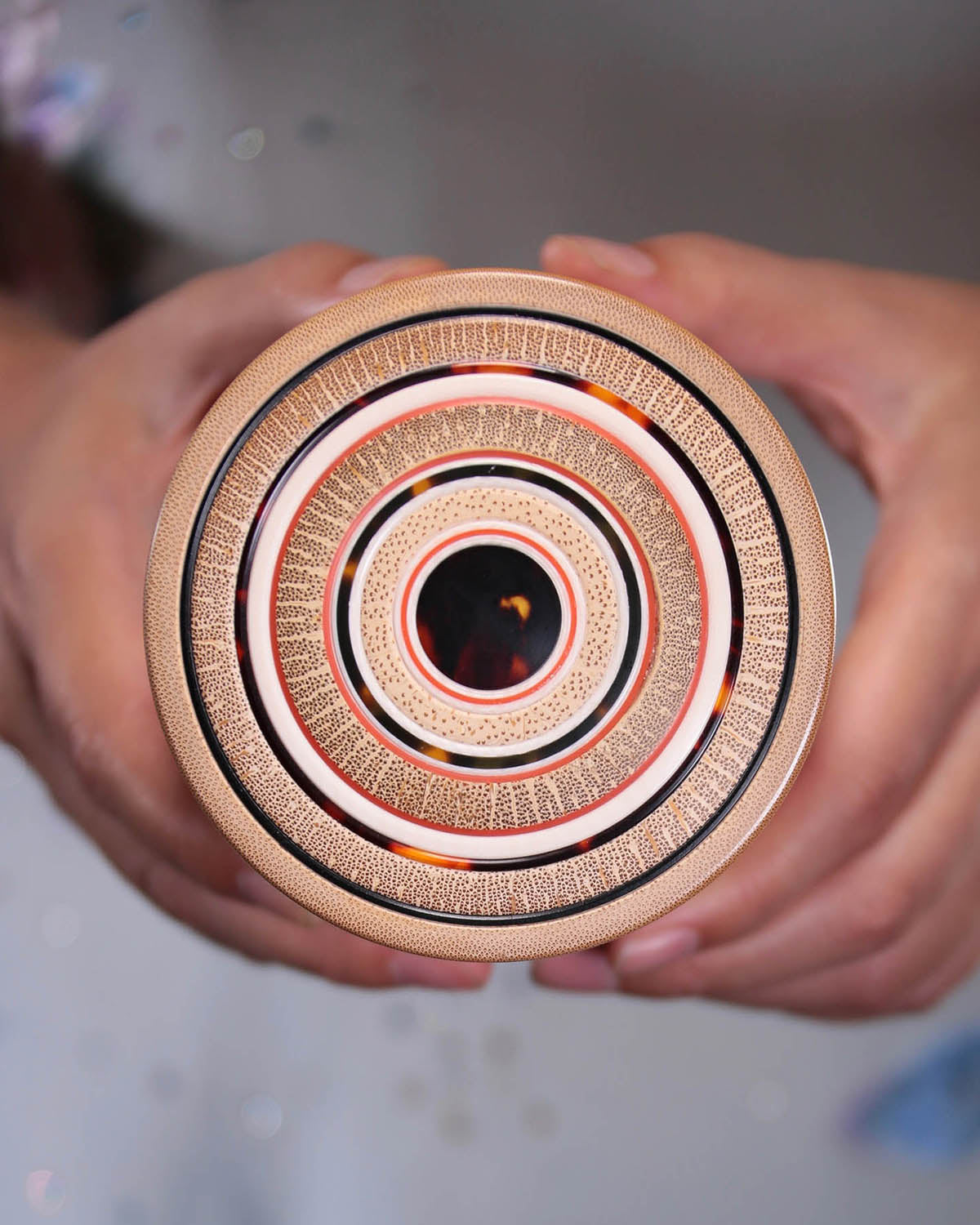Mammoth ivory inlaid bamboo tea canister