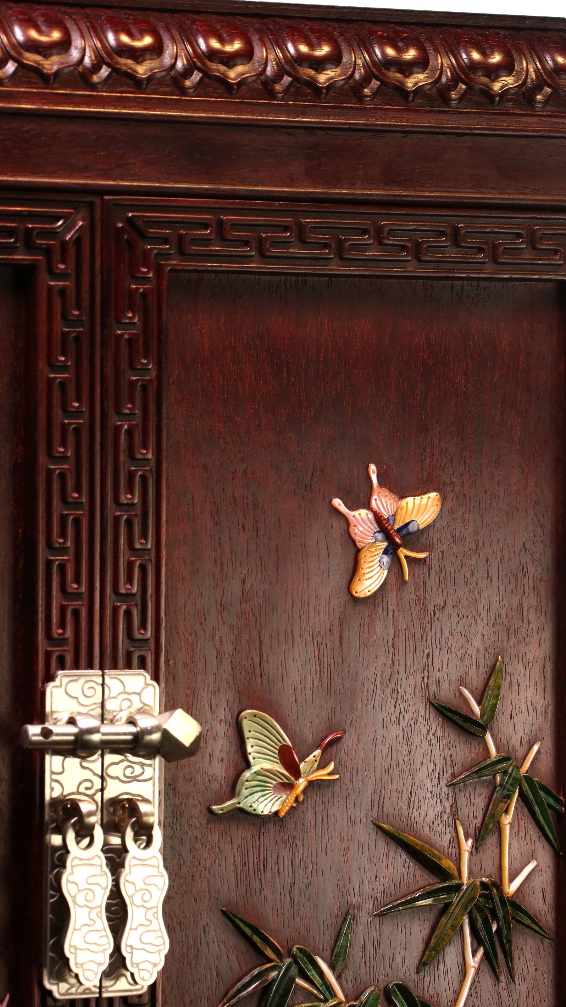 Rosewood Tea Cabinet Inlaid with Treasures and Double Purity Design