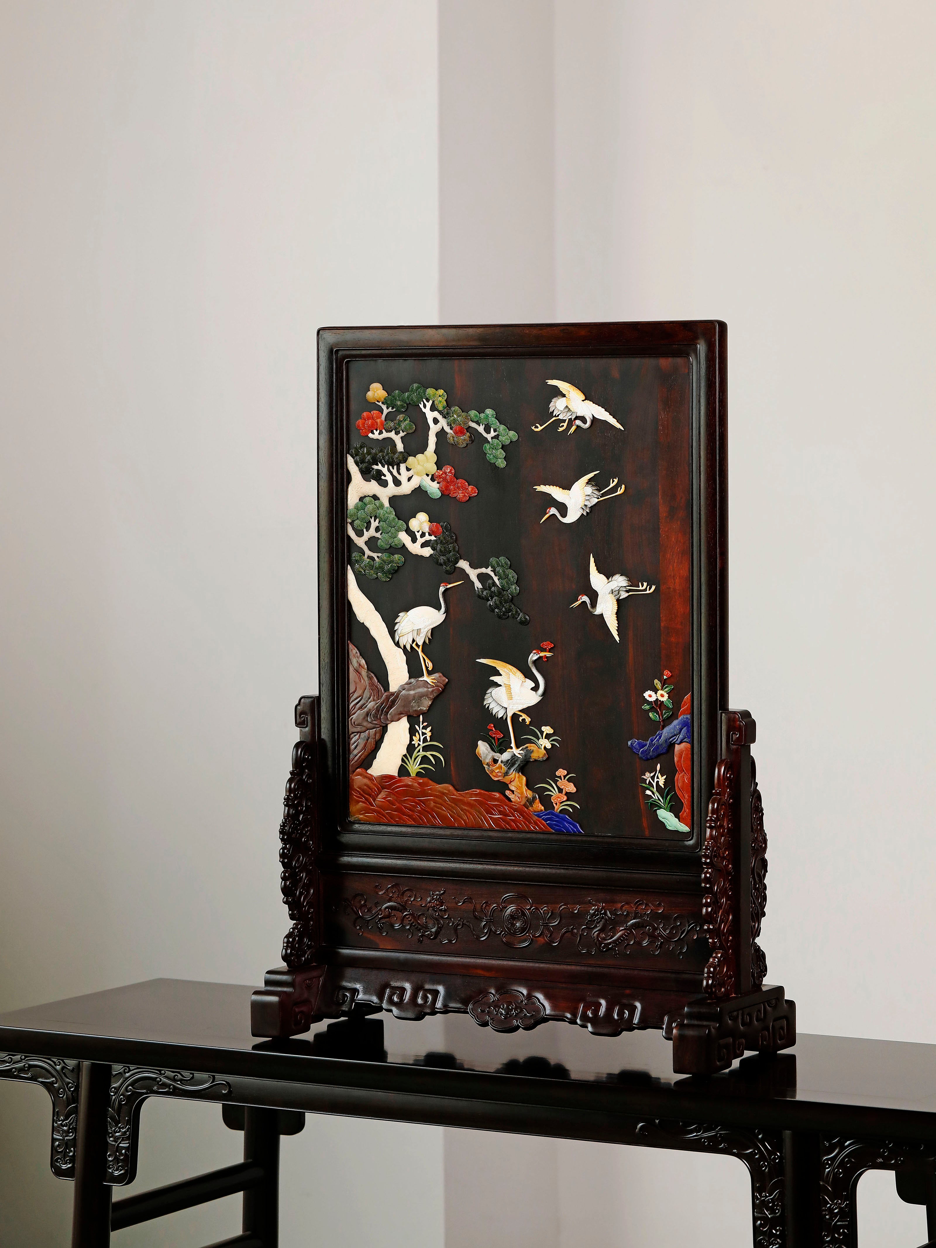 Inlaid Crane Screen