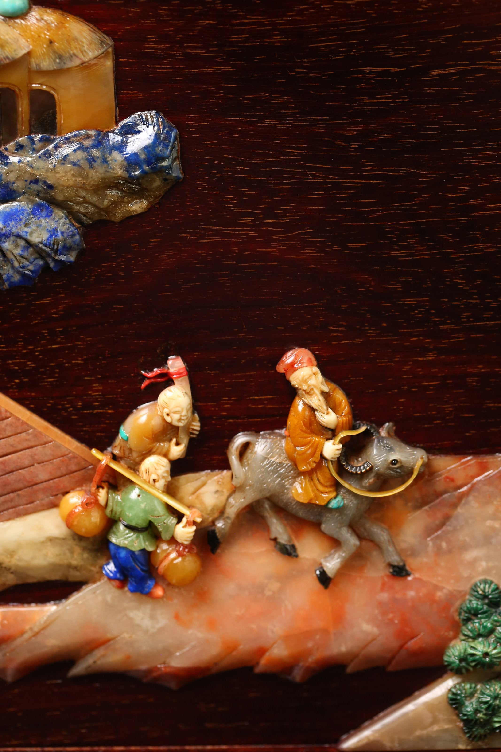 Rosewood Inlaid Scholar and Phoenix Pattern Screen