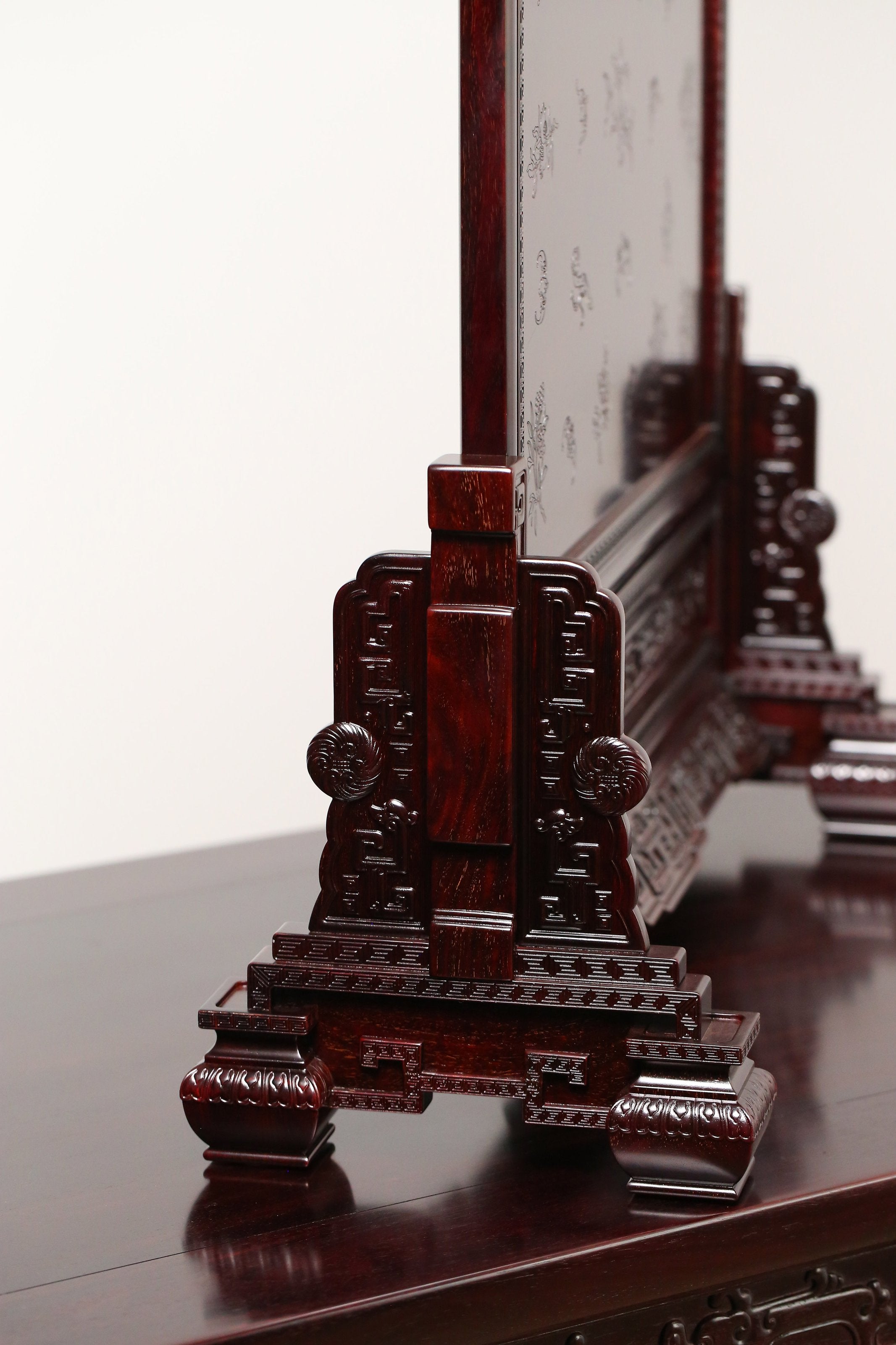 Rosewood Inlaid Scholar and Phoenix Pattern Screen