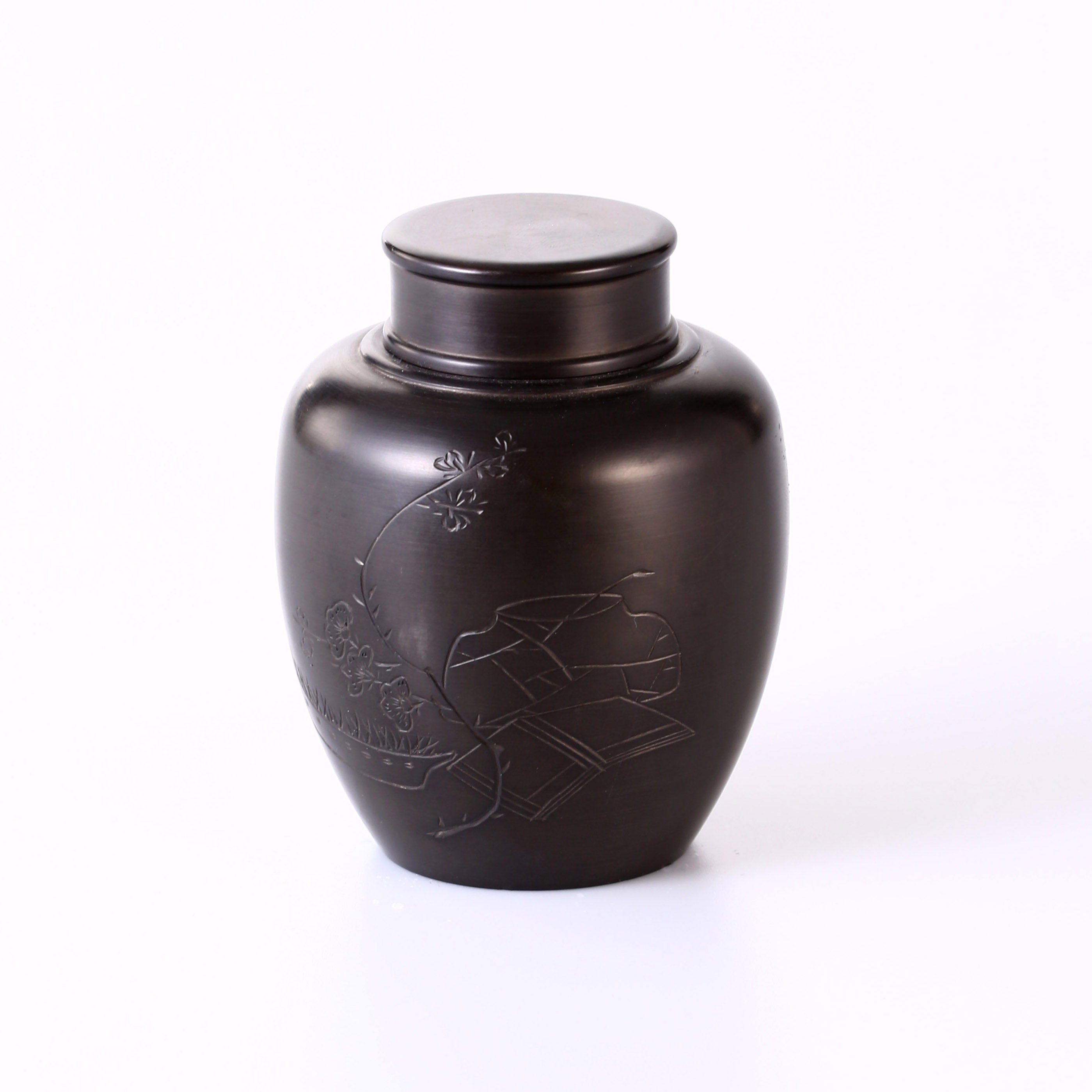 Half tea connoisseur, half immortal, pure tin tea canister with poems and inscriptions