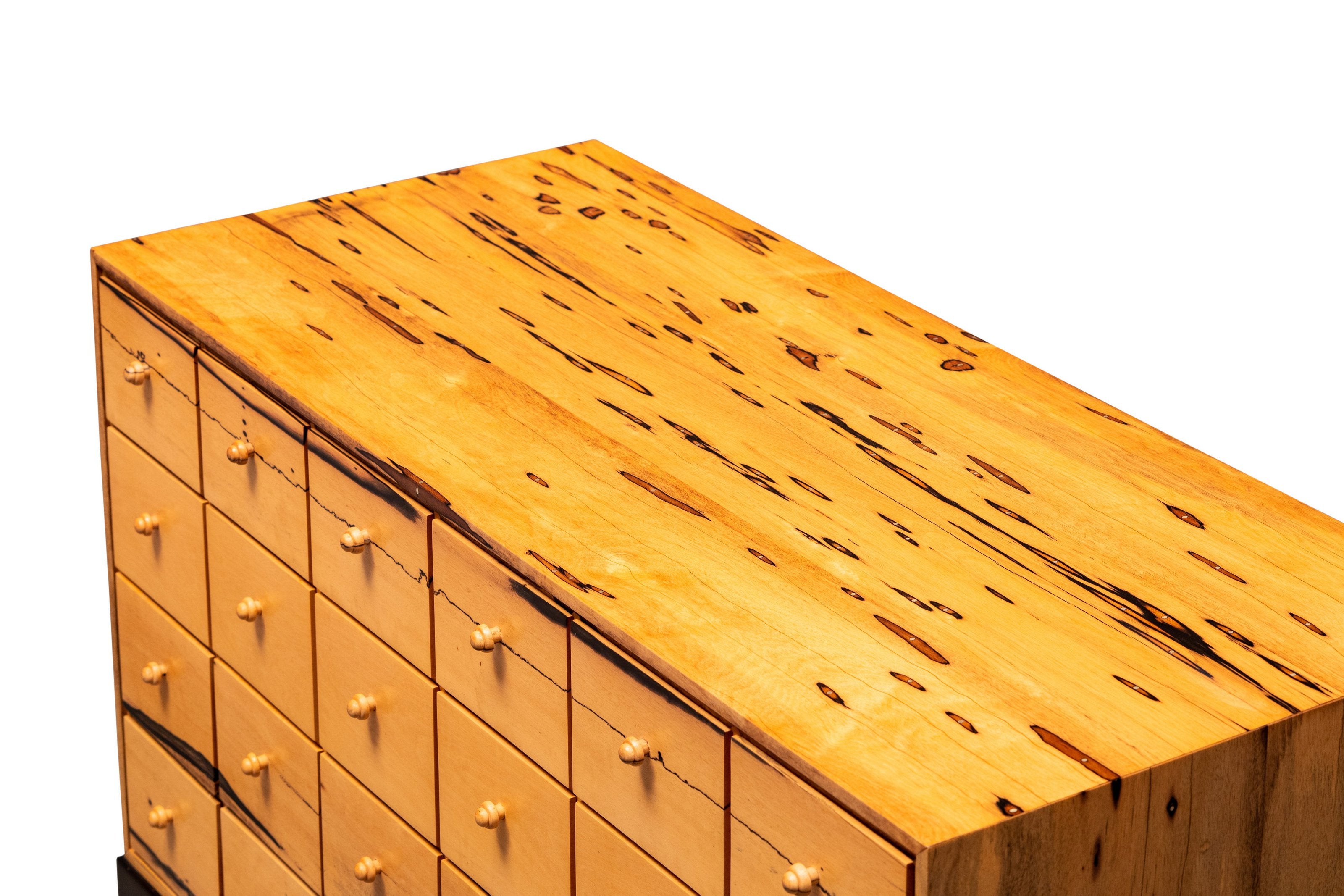 Black rosewood and black persimmon wood four-sided flat stretcher twenty-four drawer cabinet