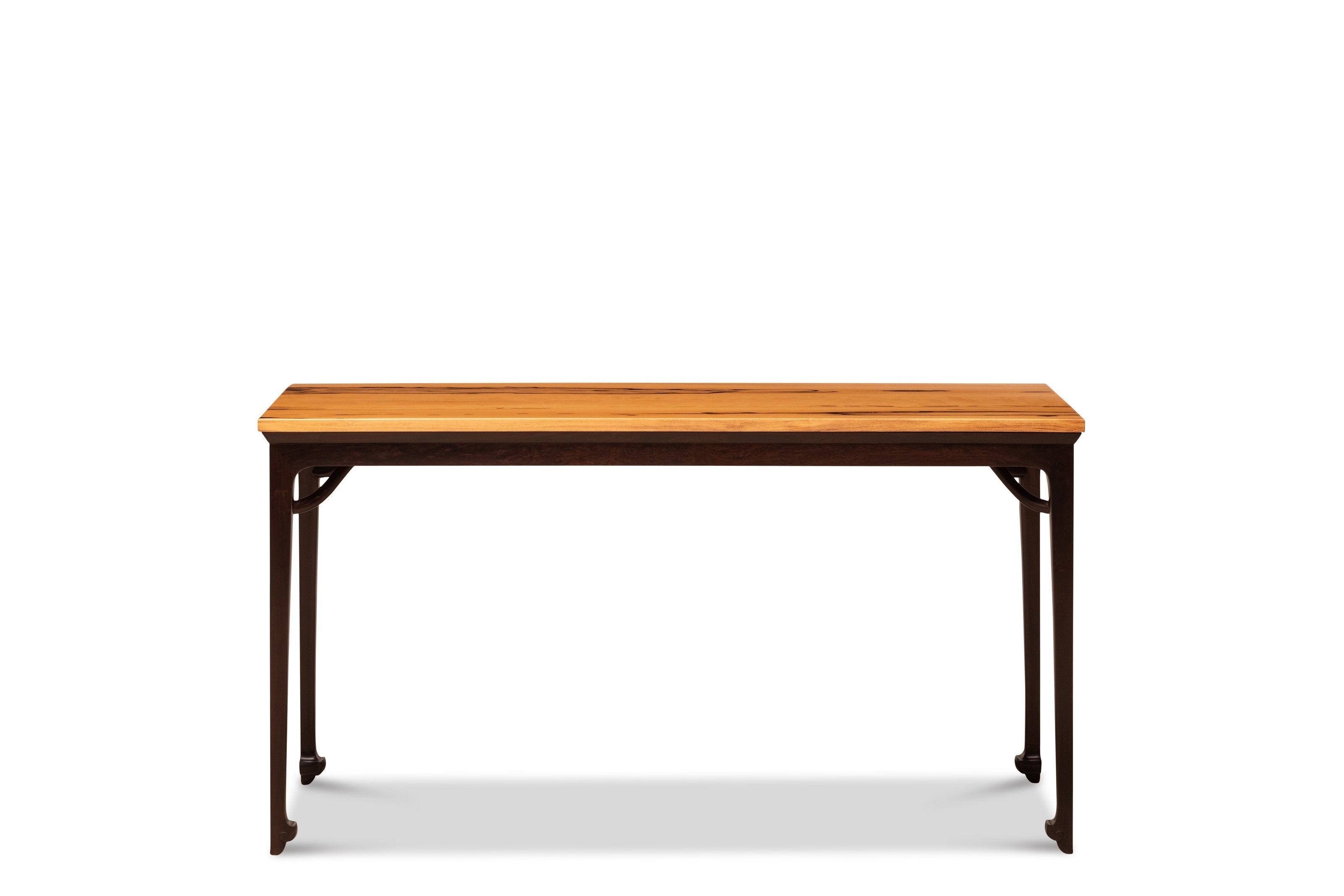 Black persimmon wood and black rosewood unsupported king-shaped stretcher spray painting table