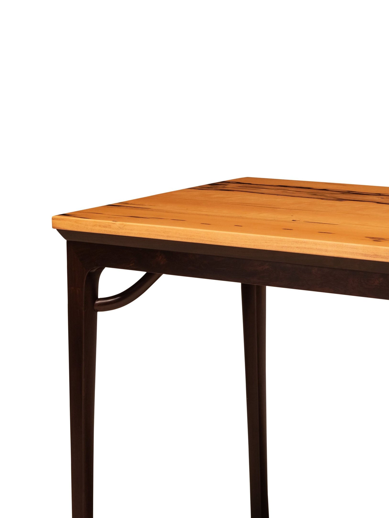 Black persimmon wood and black rosewood unsupported king-shaped stretcher spray painting table