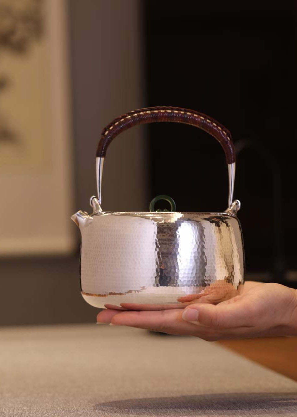 Kitamura Hammer-Patterned Jade Ring