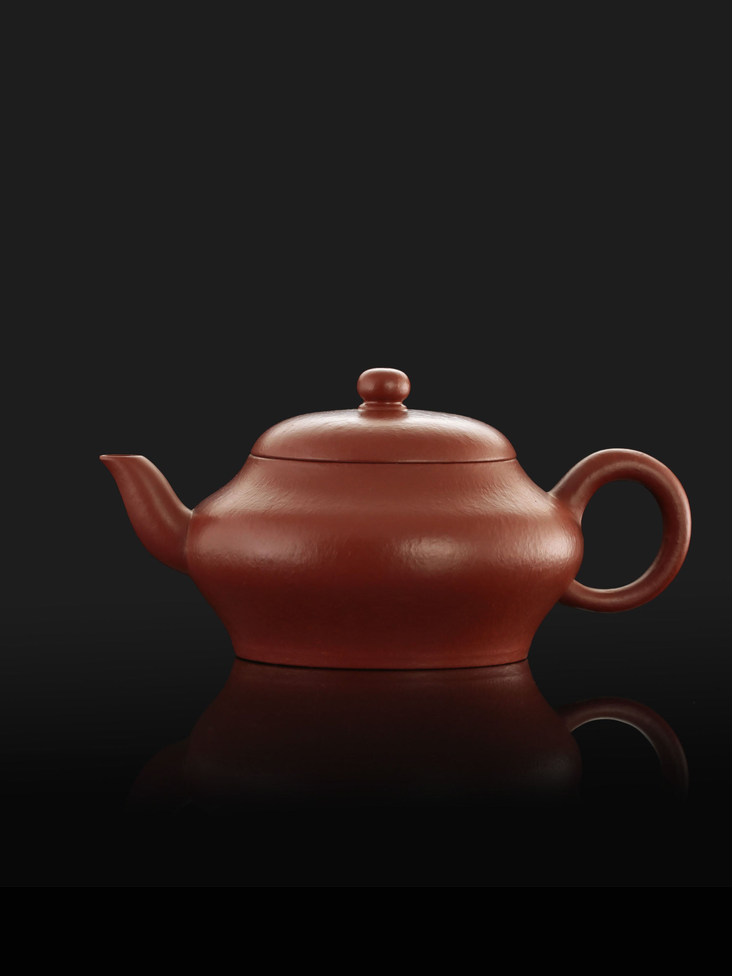 Flat Lamp Teapot - Small Coal Kiln Red Clay