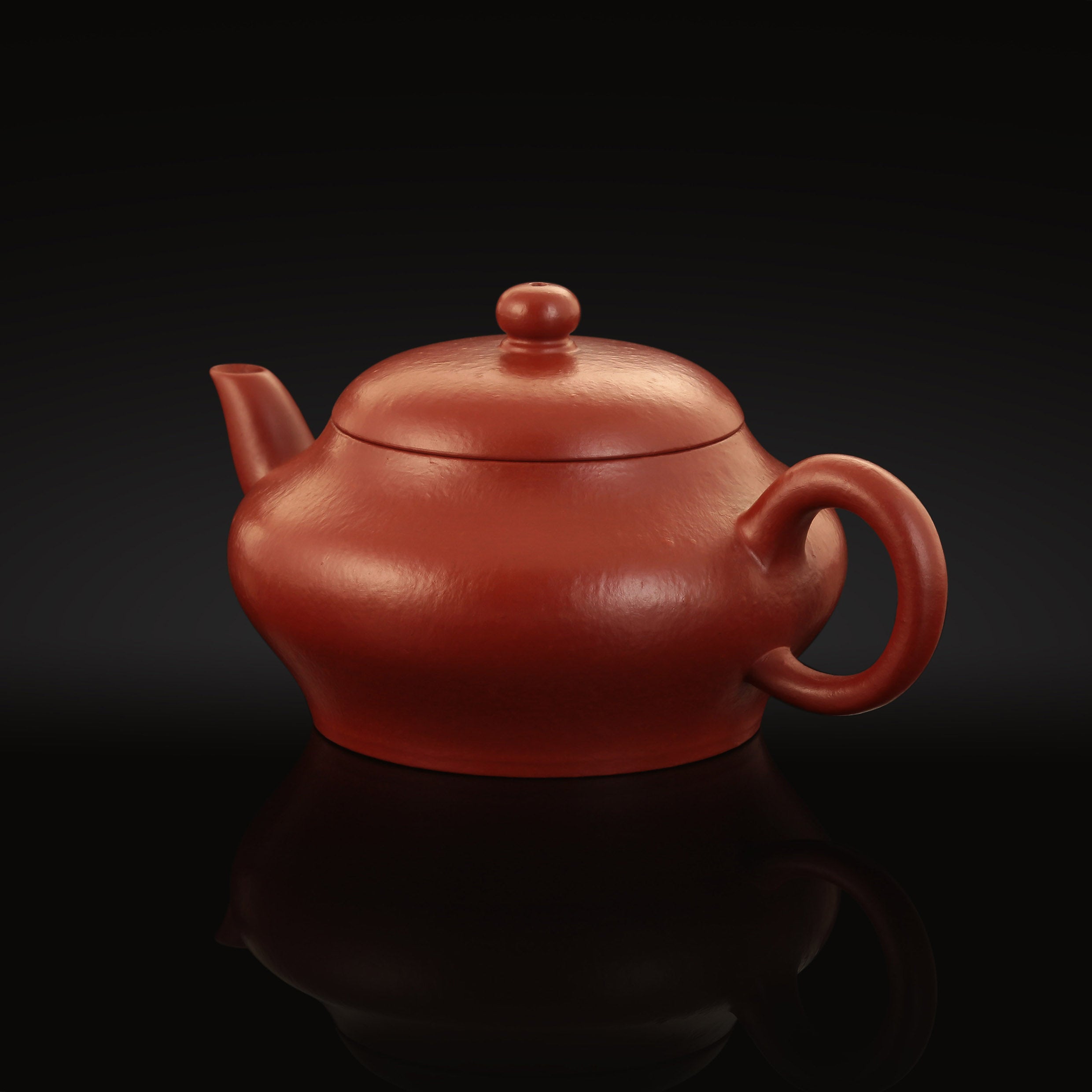 Flat Lamp Teapot - Small Coal Kiln Red Clay