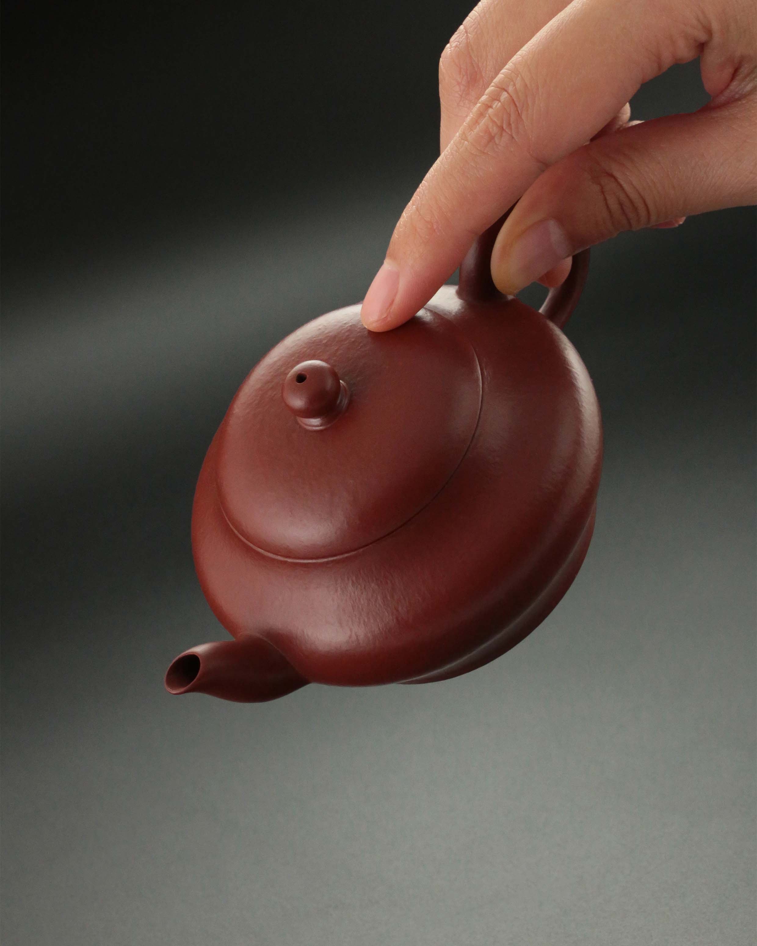 Flat Lamp Teapot - Small Coal Kiln Red Clay