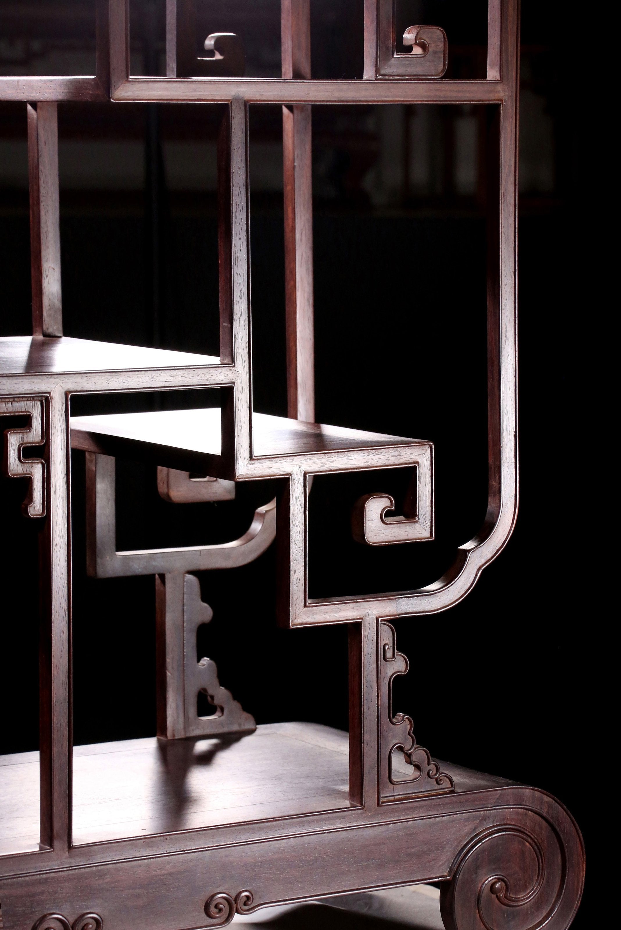 Rosewood scroll book display shelf