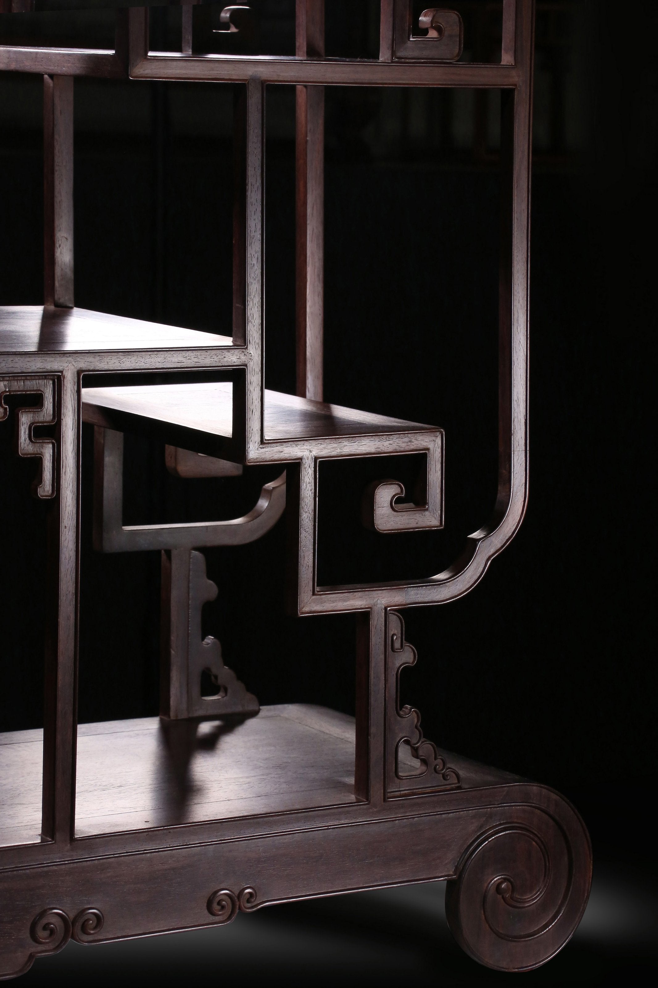 Rosewood scroll book display shelf