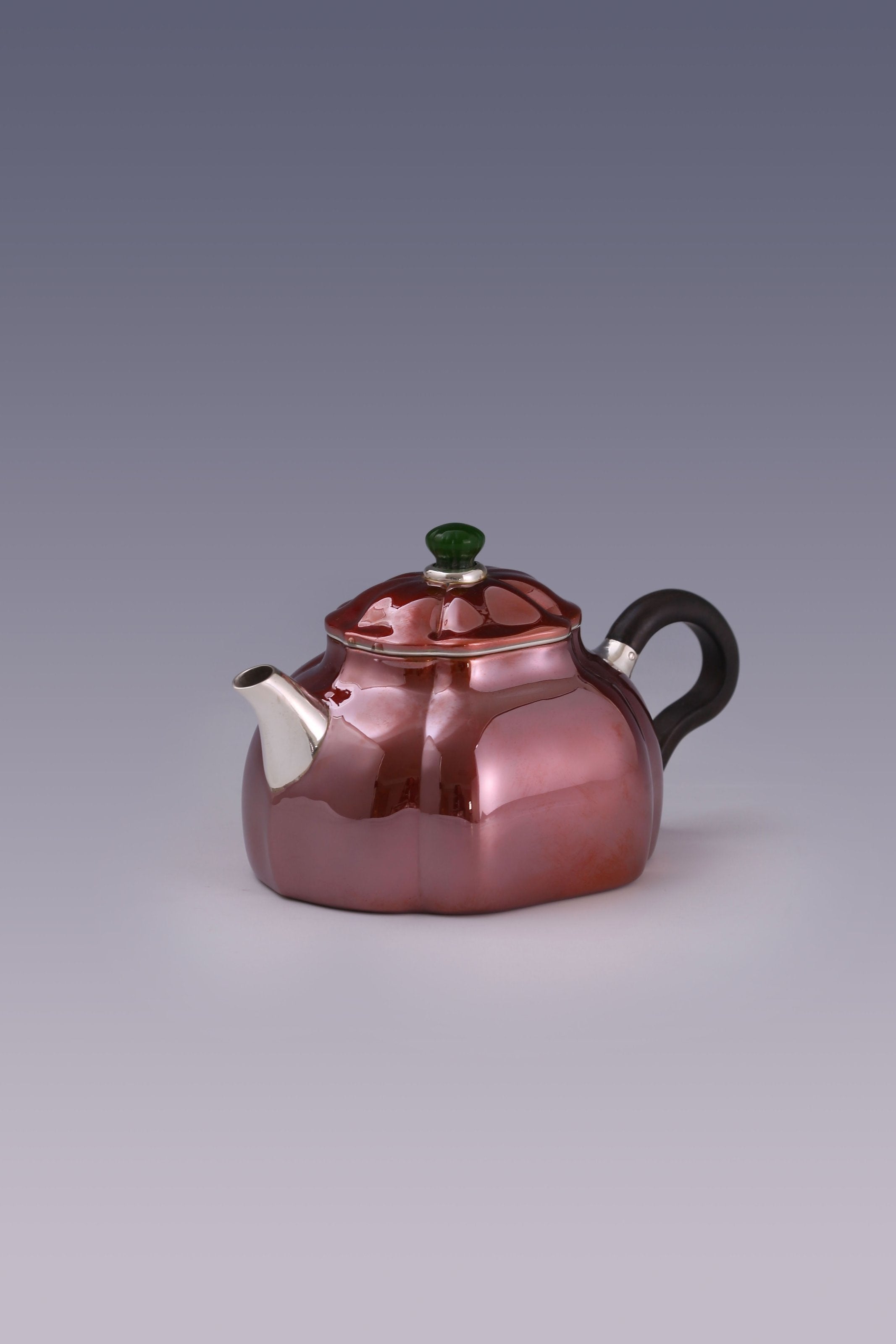 Rectangular Lotus Copper-Plated Silver Teapot