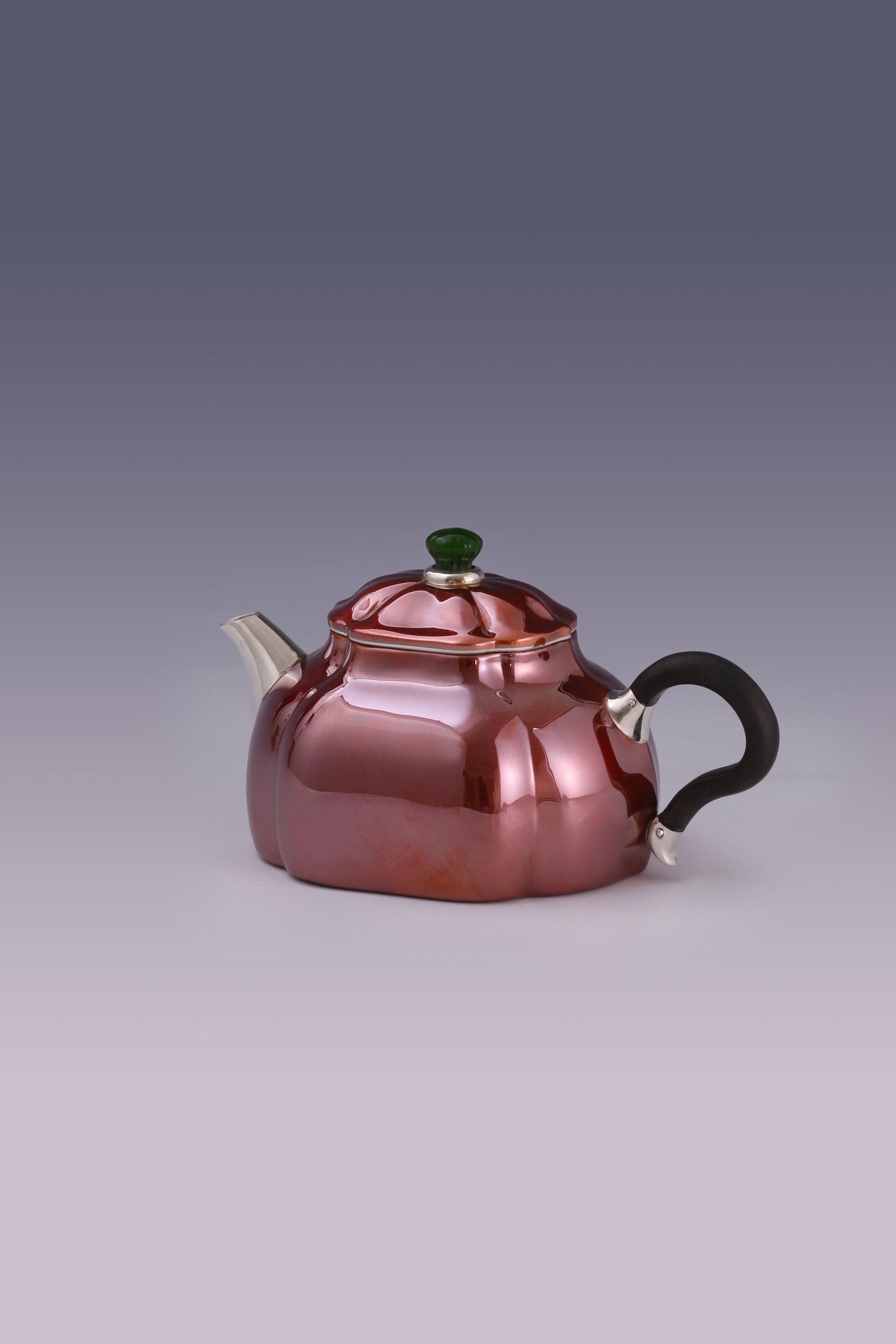 Rectangular Lotus Copper-Plated Silver Teapot